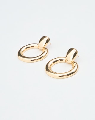Statement Circle Stud Earring in Gold