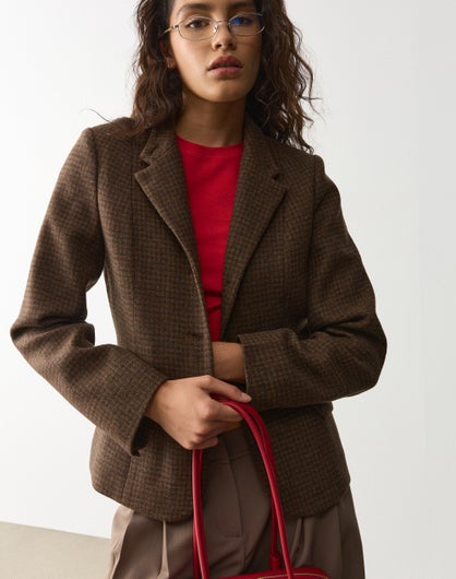 Funnel Neck Tailored Blazer