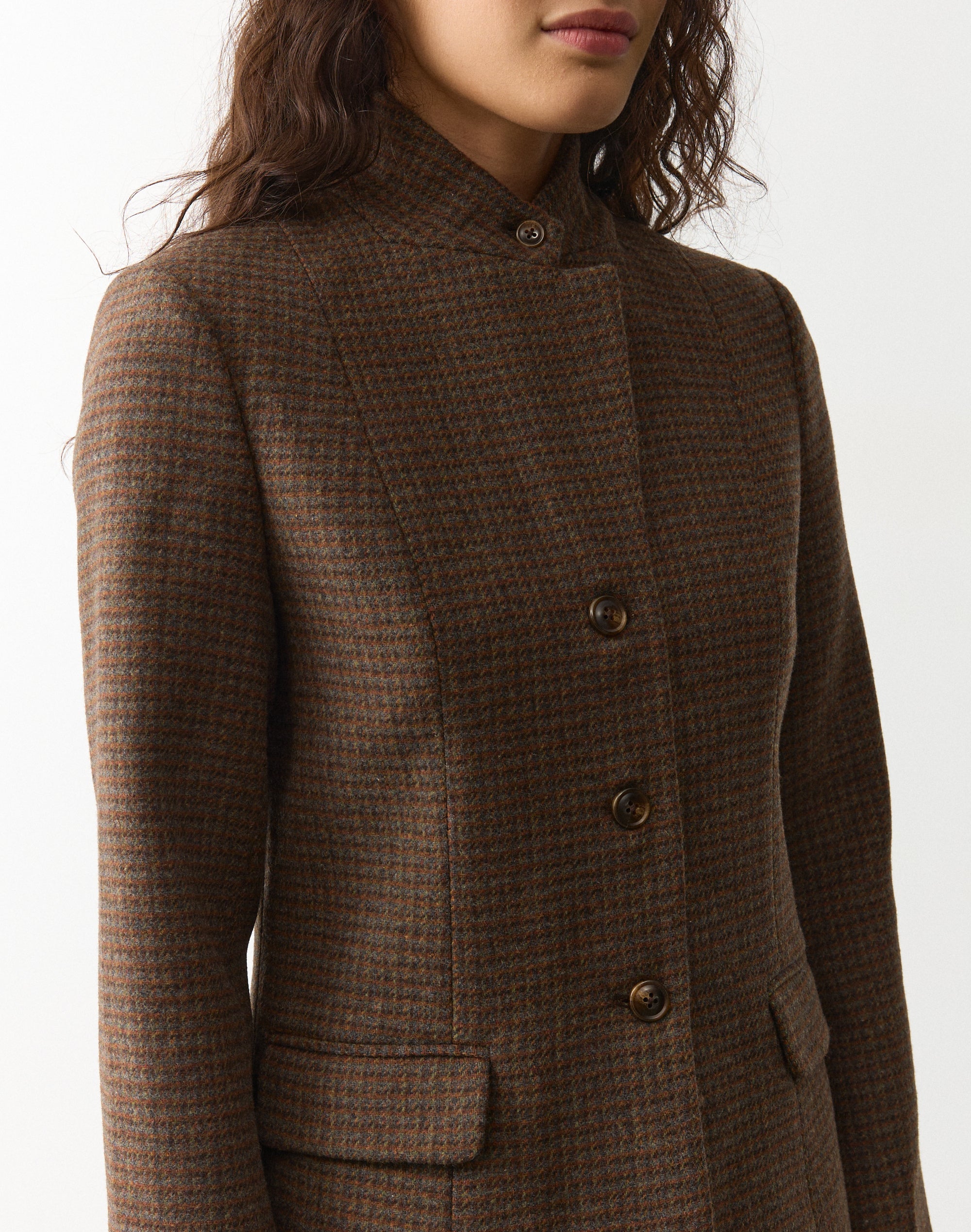 Funnel Neck Tailored Blazer in Alpine Check | Glassons US