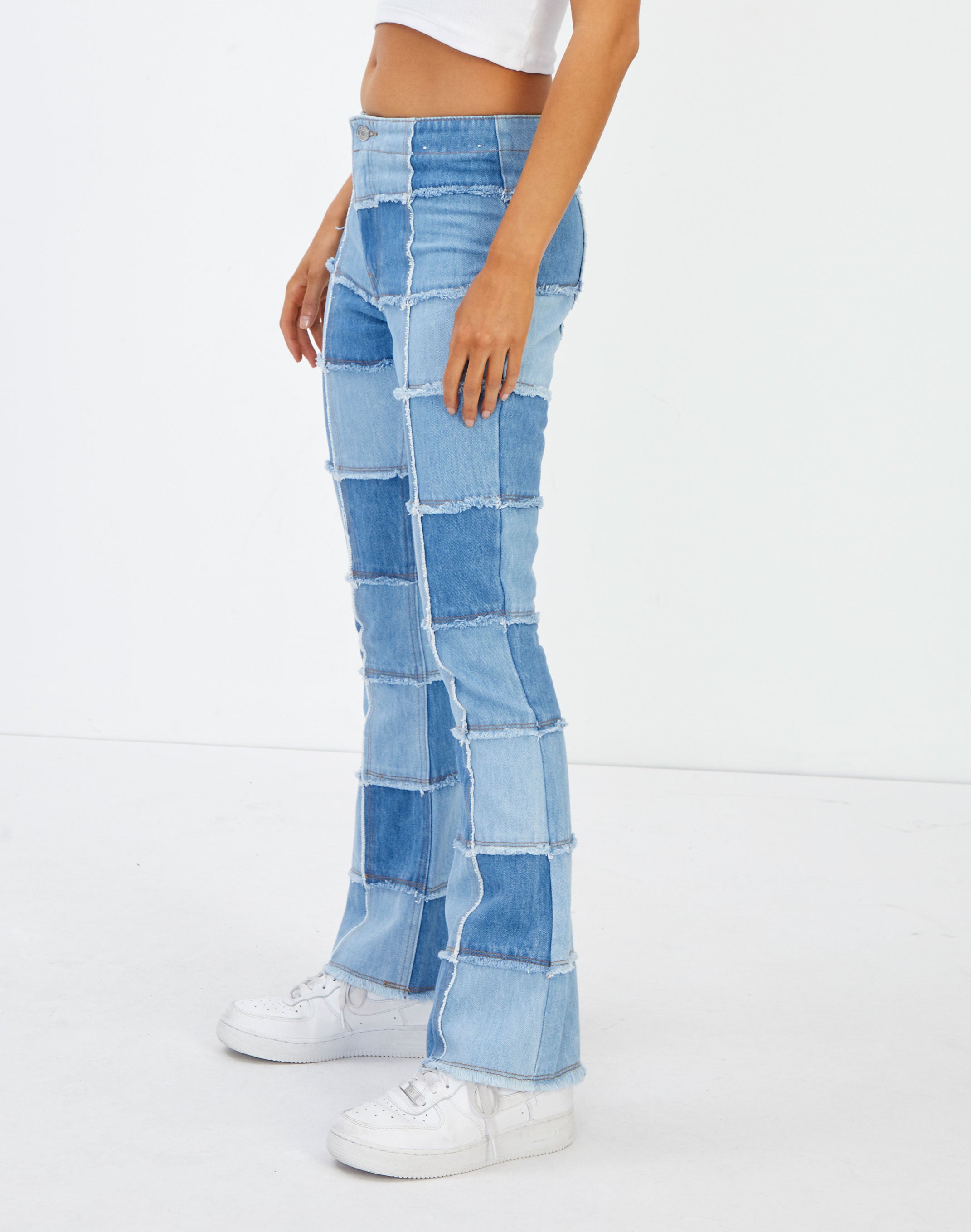 Recycled Patchwork Low Rise Boot Cut 