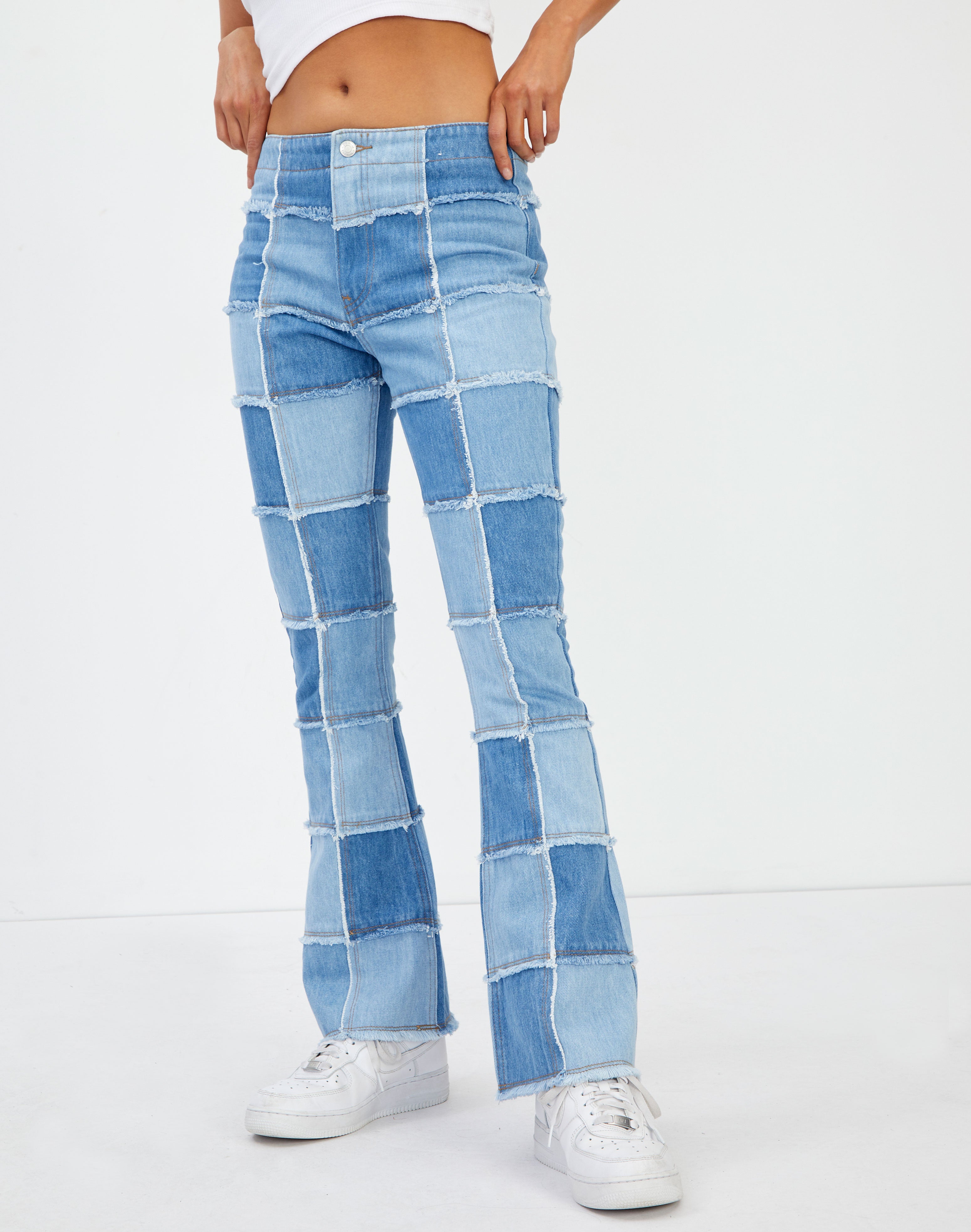 Recycled Patchwork Low Rise Boot Cut 
