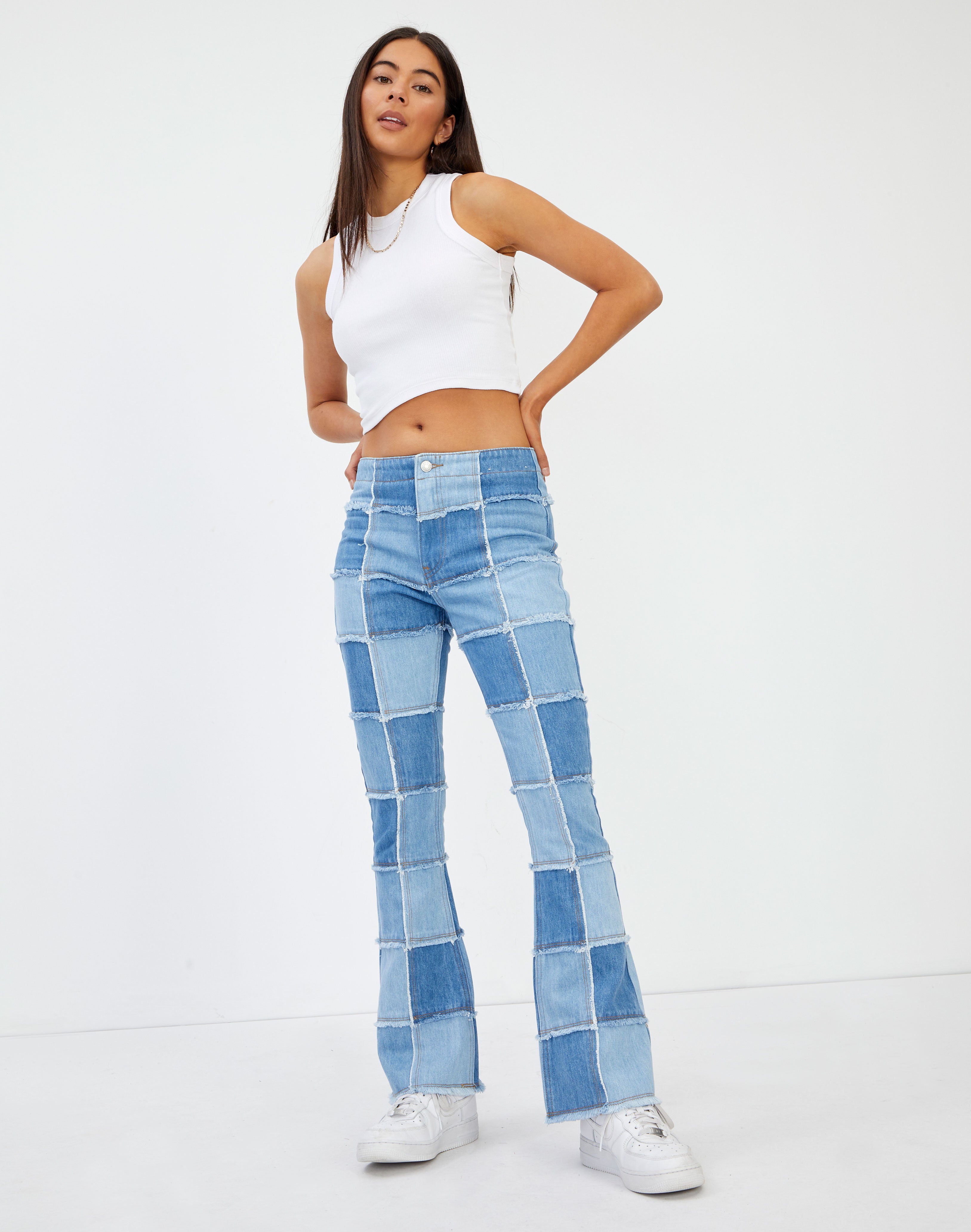 Recycled Patchwork Low Rise Boot Cut 