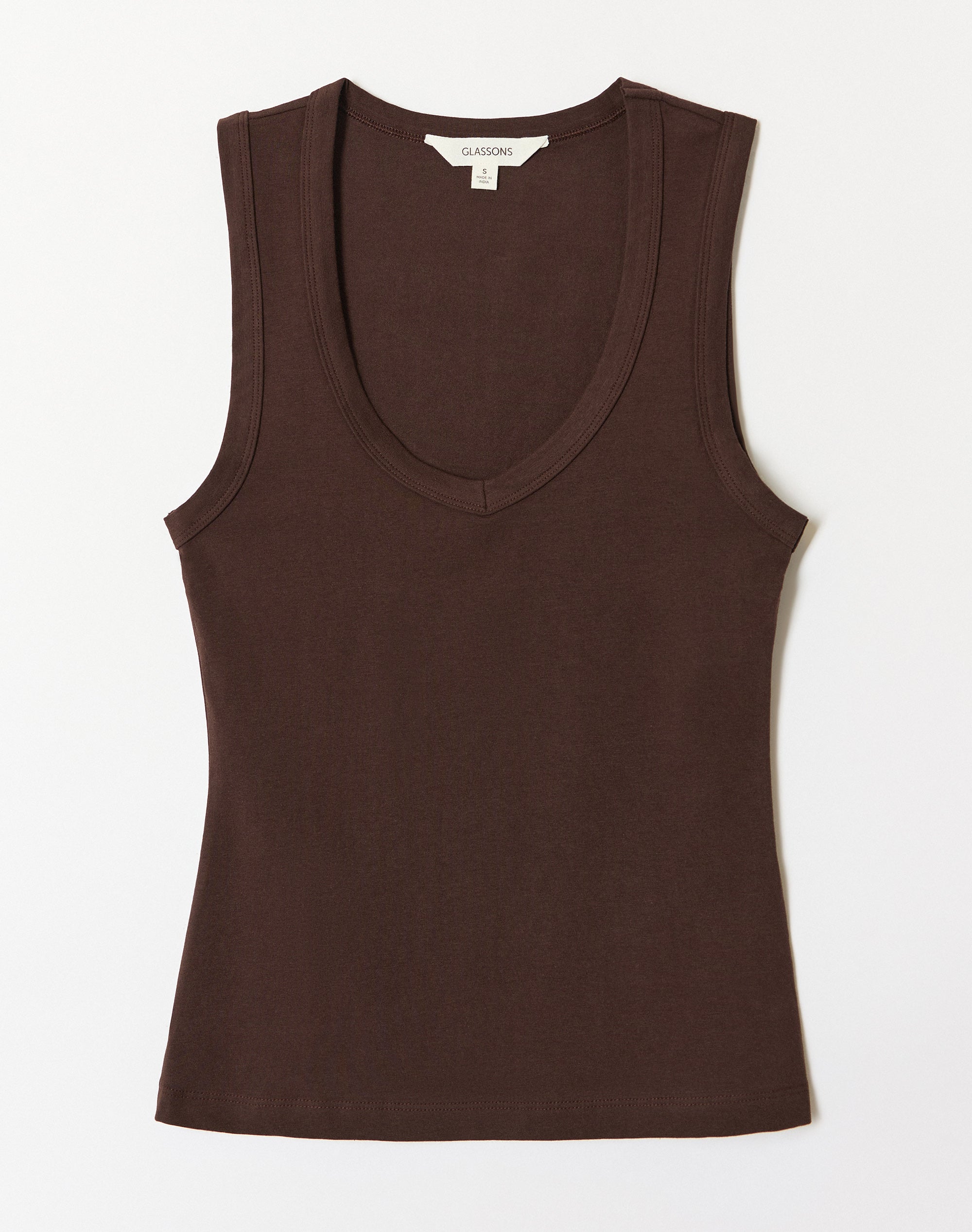 V Neck Cotton Tank Top in Fudge Fantasy | Glassons US