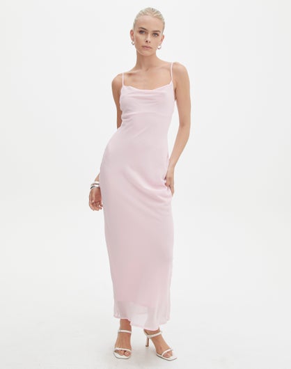 Cowl Neck Maxi Dress in Pink Mochi | Glassons