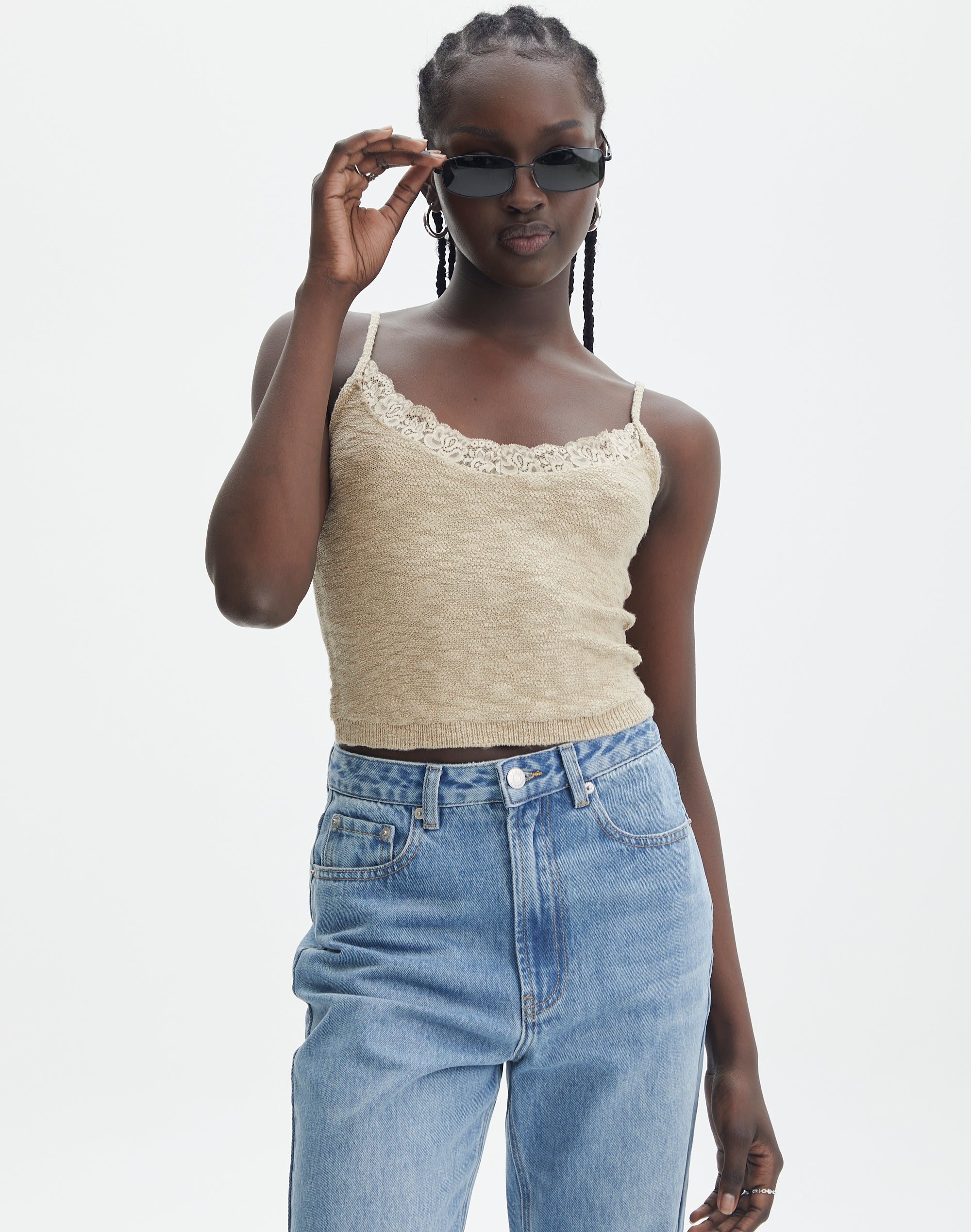 Urban Shoulder Lace Trim Singlet Online | Shop EziBuy