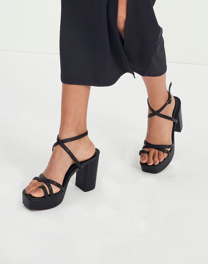 black strappy platform heel