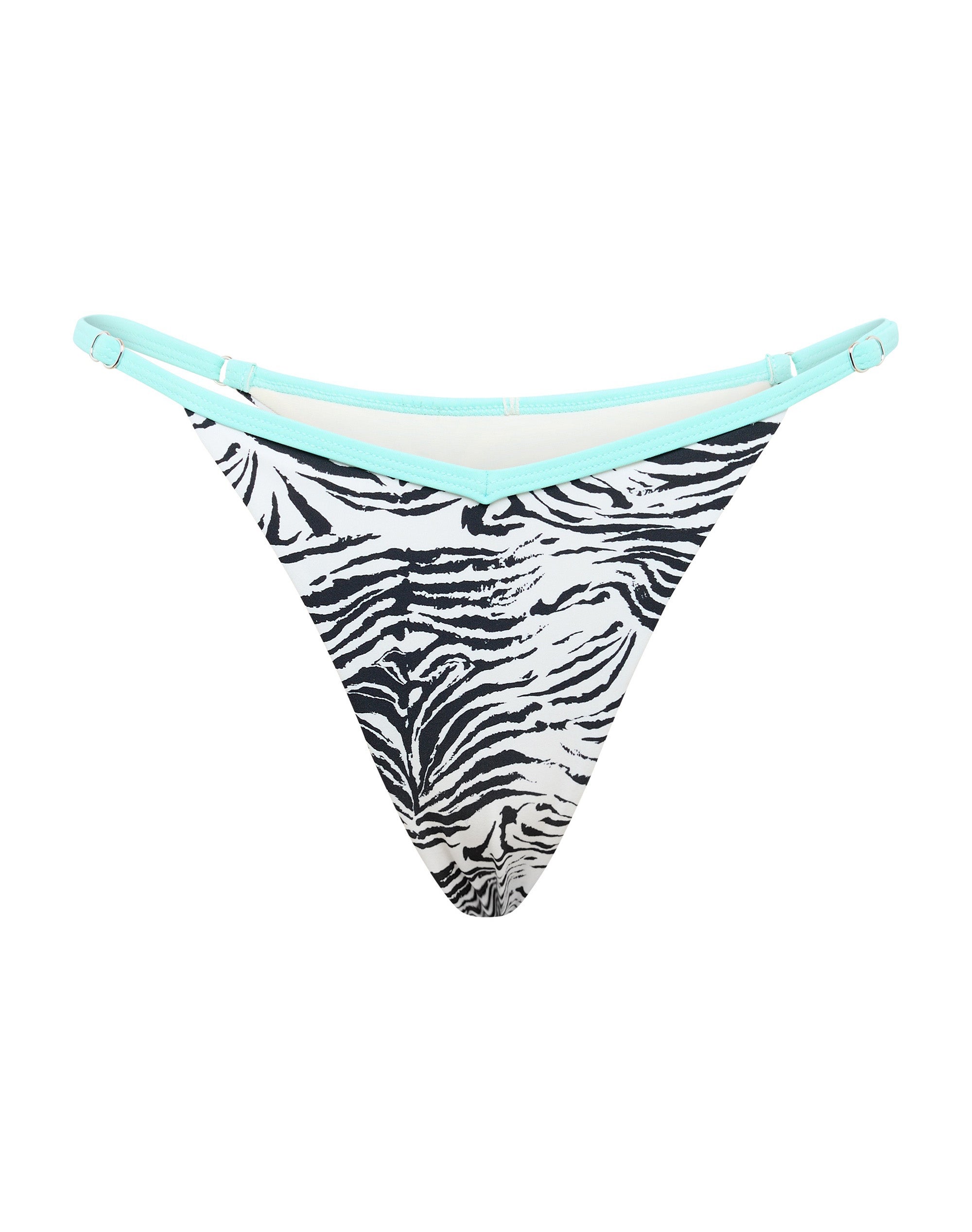 V Front Thong Bikini Bottom in Zeb Hide X Aqua | Glassons US
