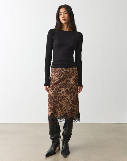 Chiffon Lace Midi Skirt
