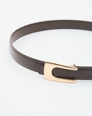 Statement Buckle Belt in Brown X Gold