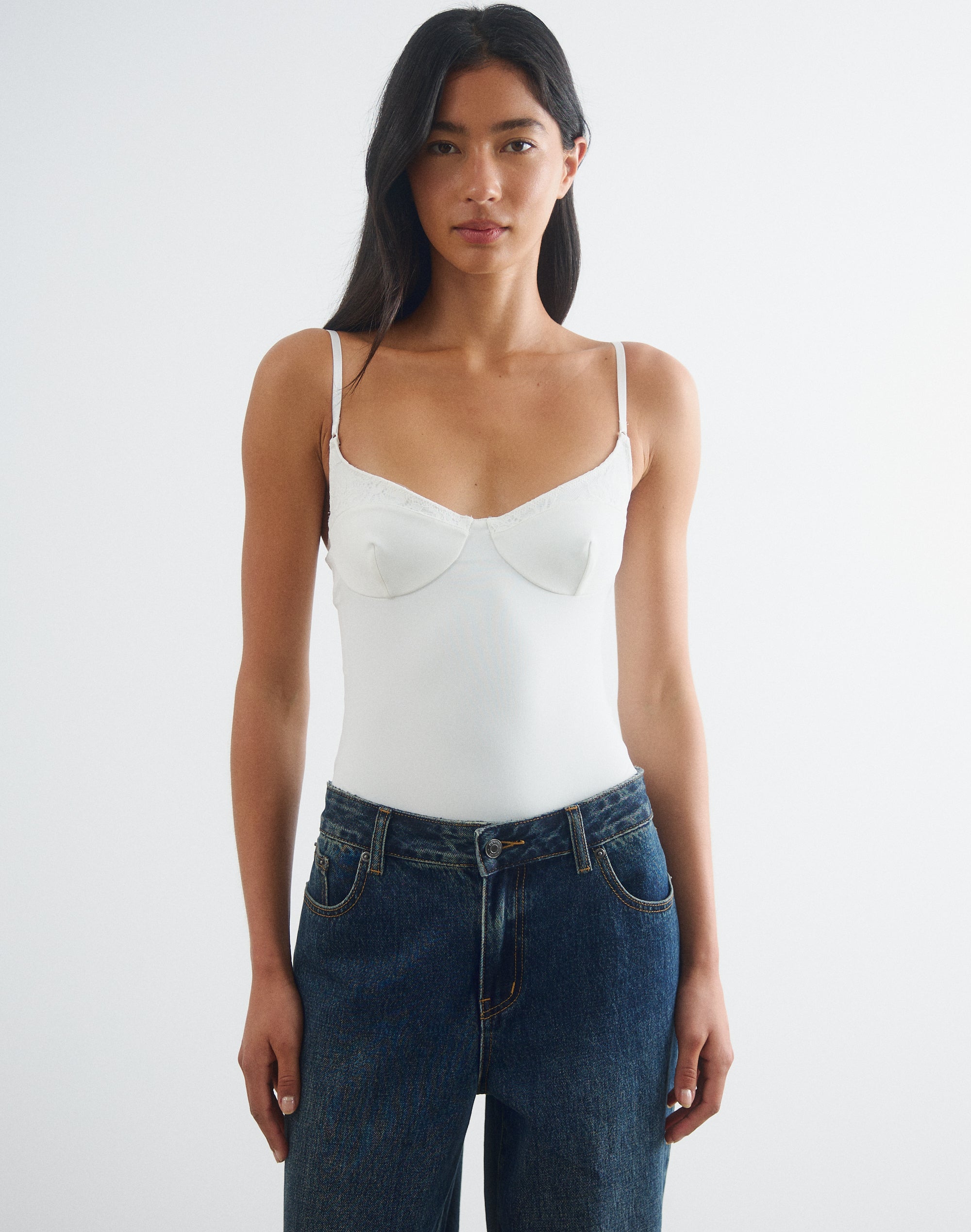Lace Detail Sculpt Underwire Bodysuit in Milk | Glassons US