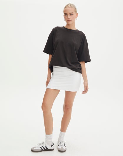 Supersoft Waistband Mini Skirt in White | Glassons