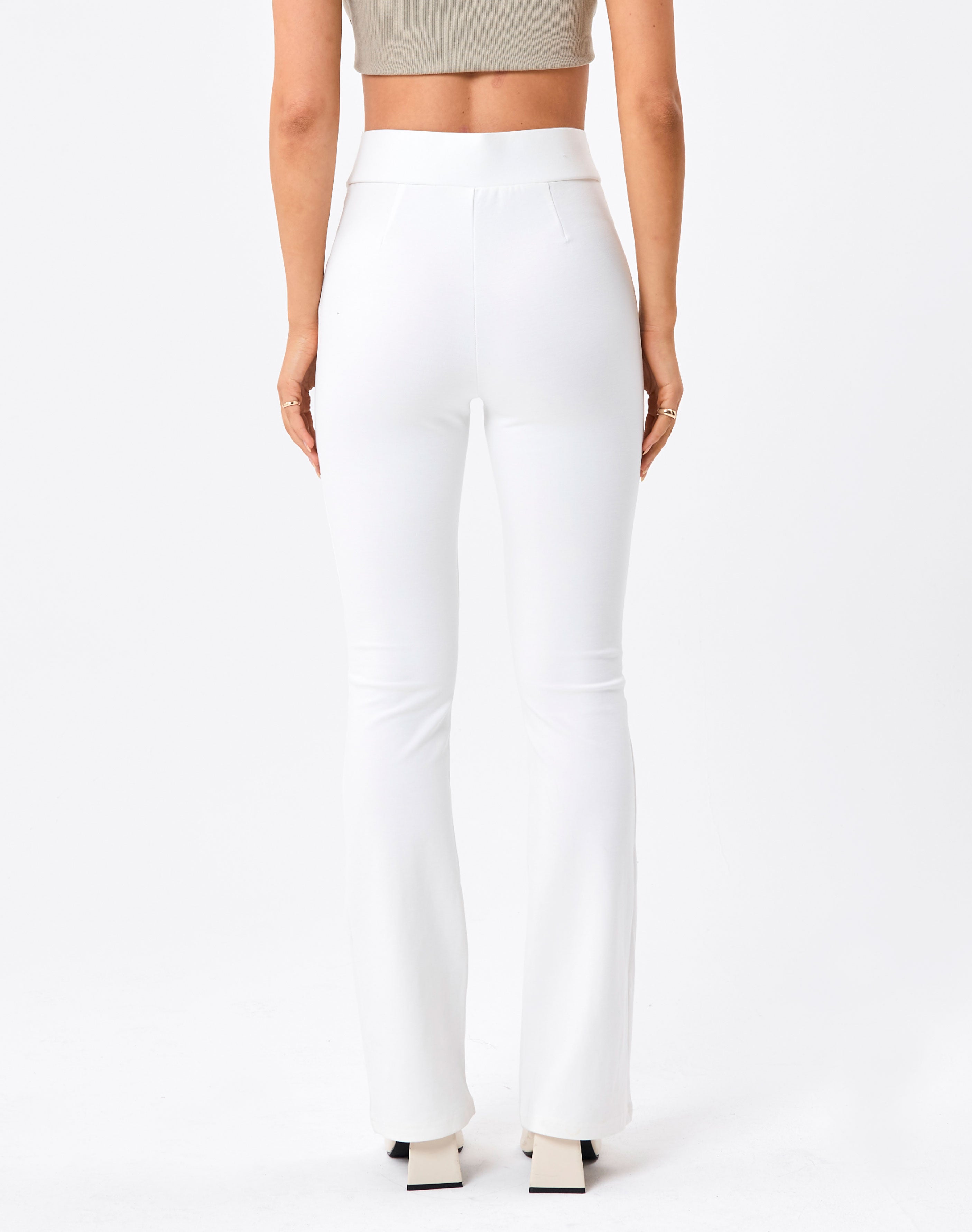 V Front Ponte Pant in White | Glassons