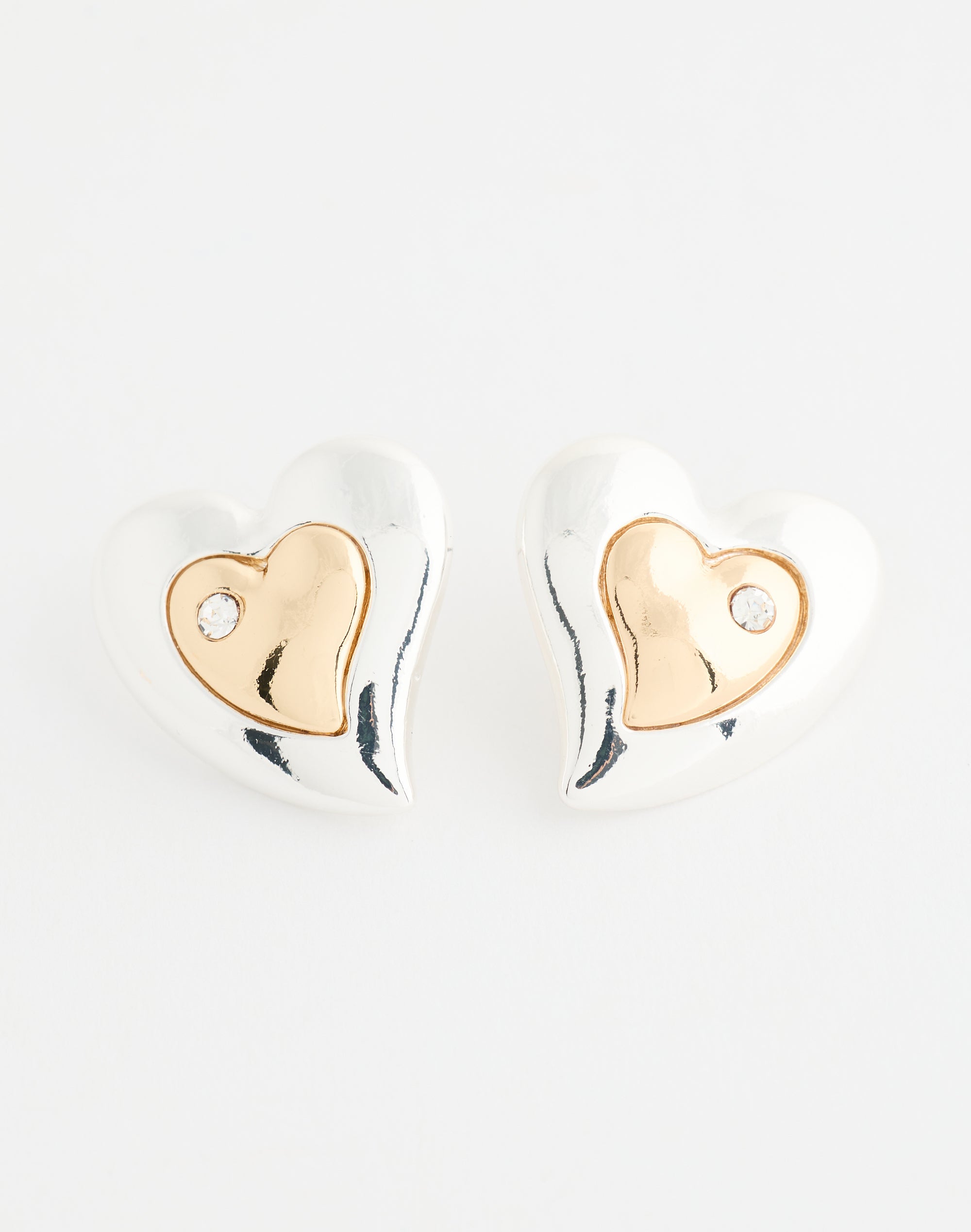 Statement Heart Earrings in Gold X Silver | Glassons US