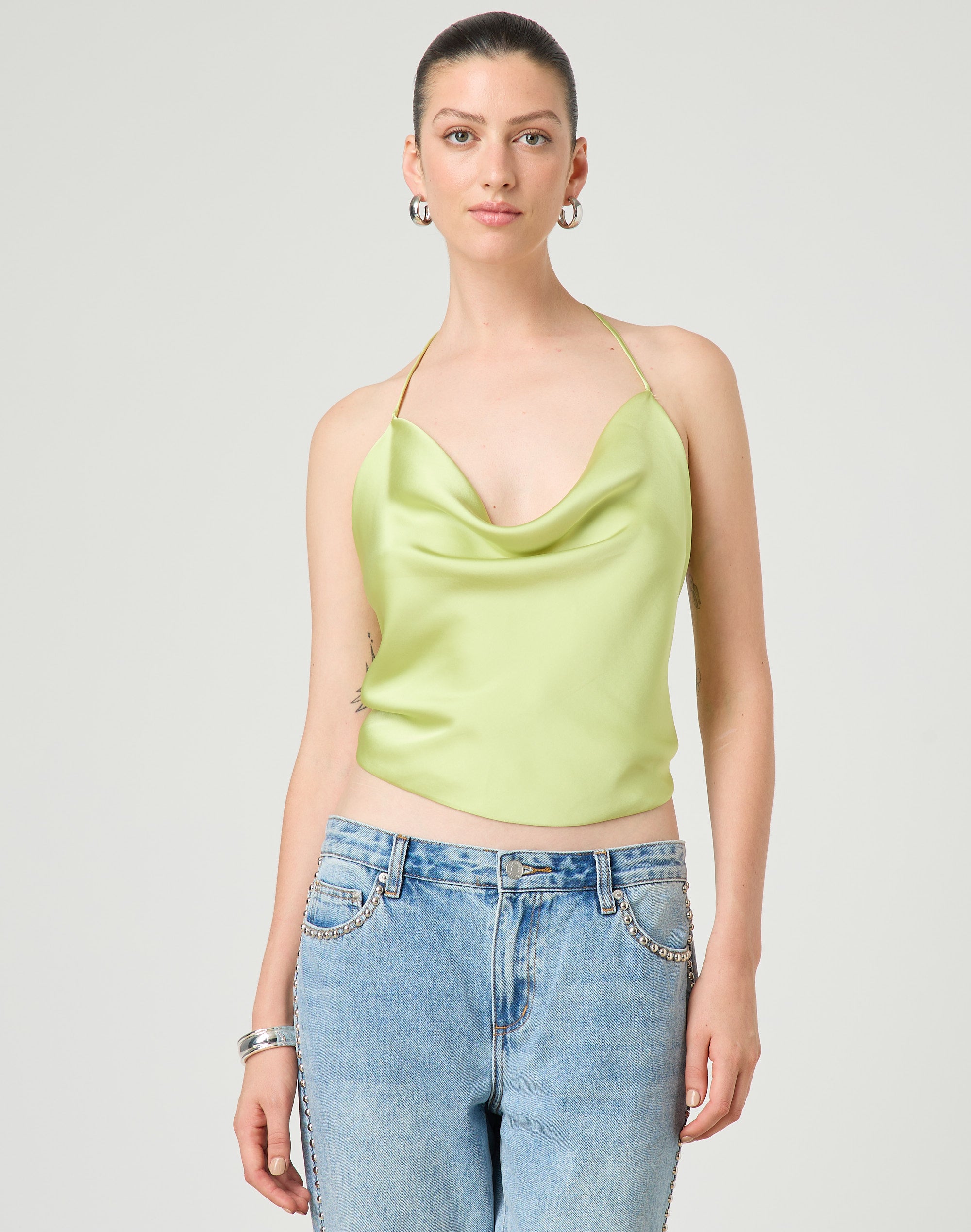 satin cowl top