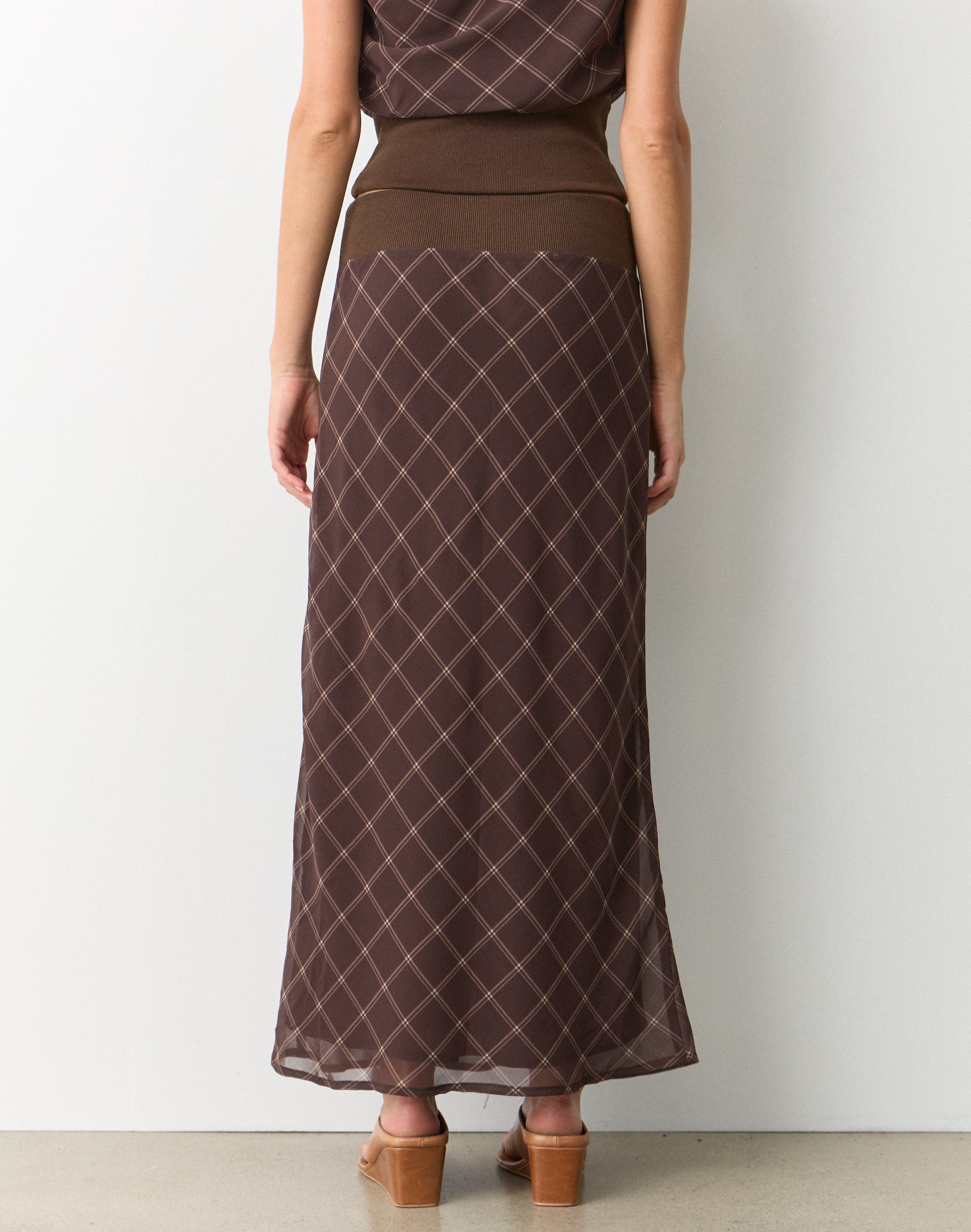 womens brown dress slacks Brown Check Chiffon Mini Dress  self-portrait-US