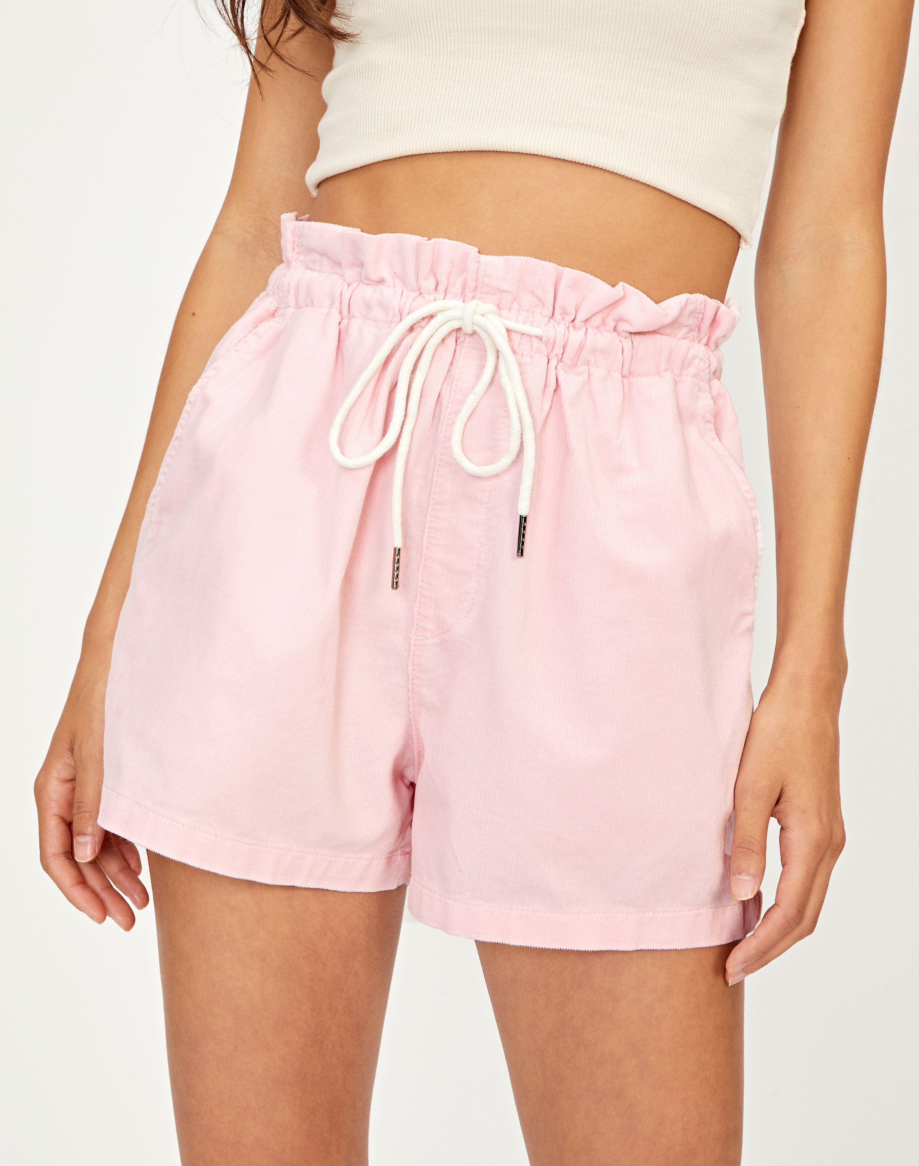Paperbag Cord Short in Pink | Glassons