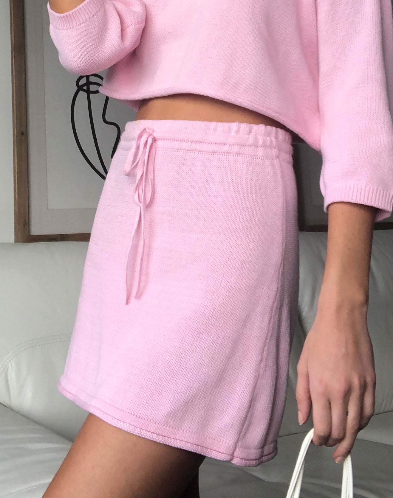 Drawstring knit skirt Clearance