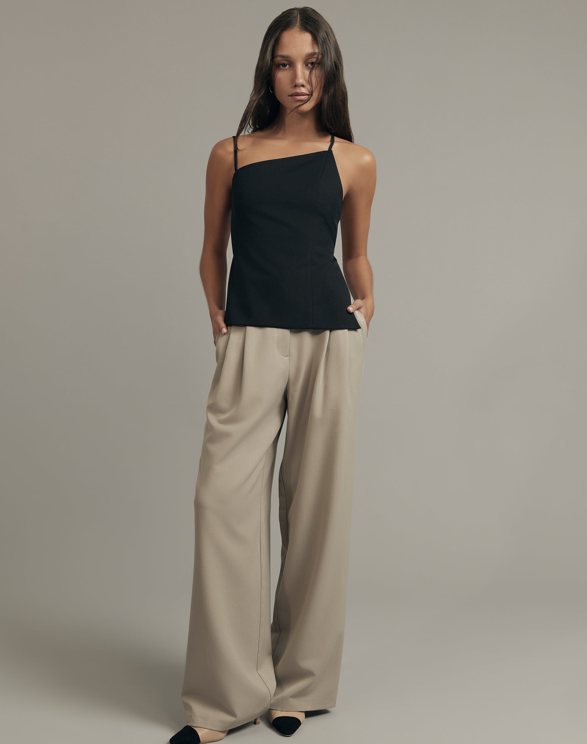High Rise Wide Leg Tailored Pant