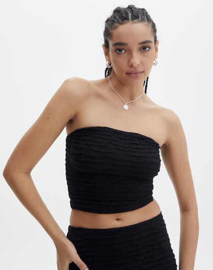 Strapless Textured Bandeau in Black | Glassons