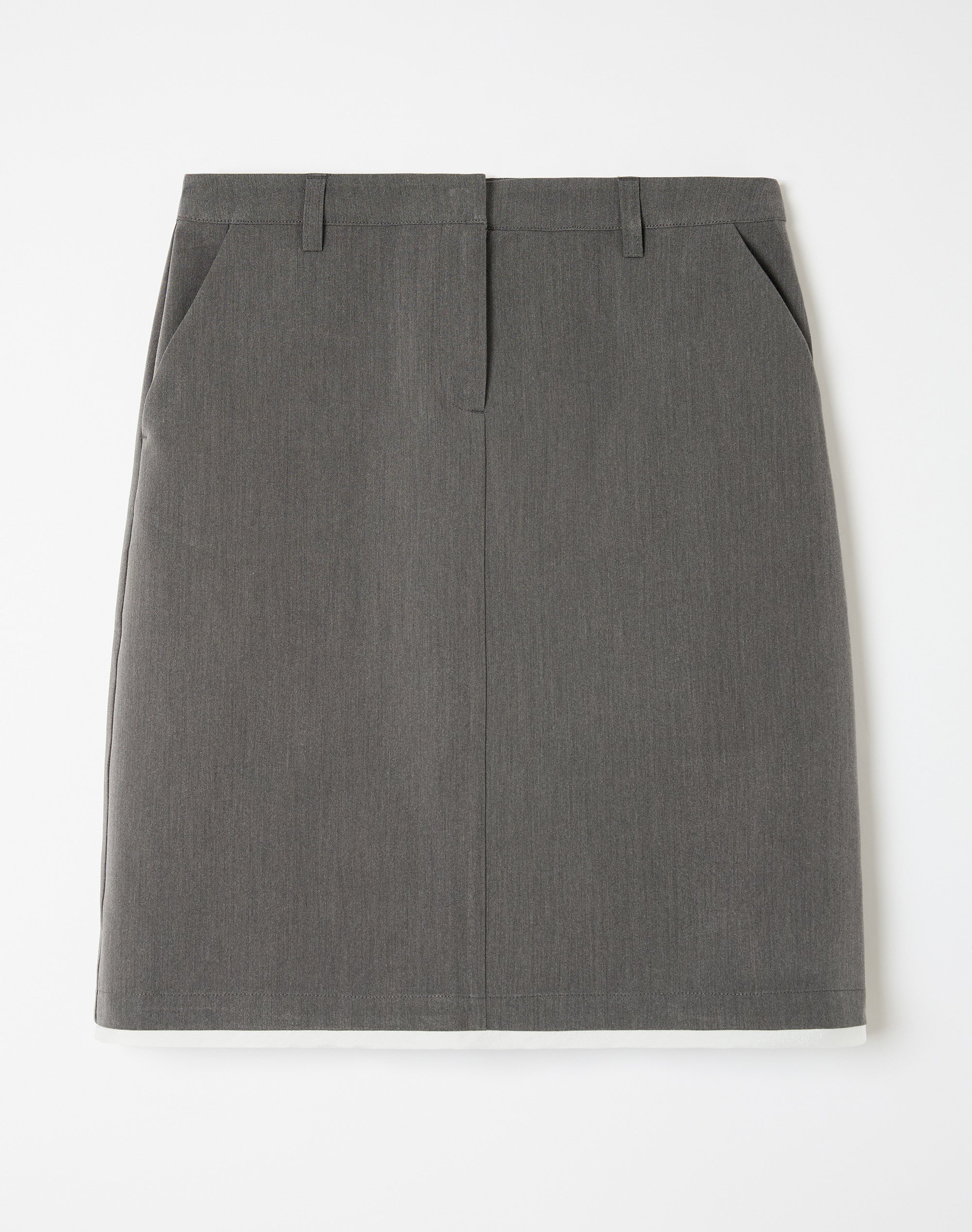 Low Rise Tailored Pencil Skirt in Charcoal Marle X Milk | Glassons US