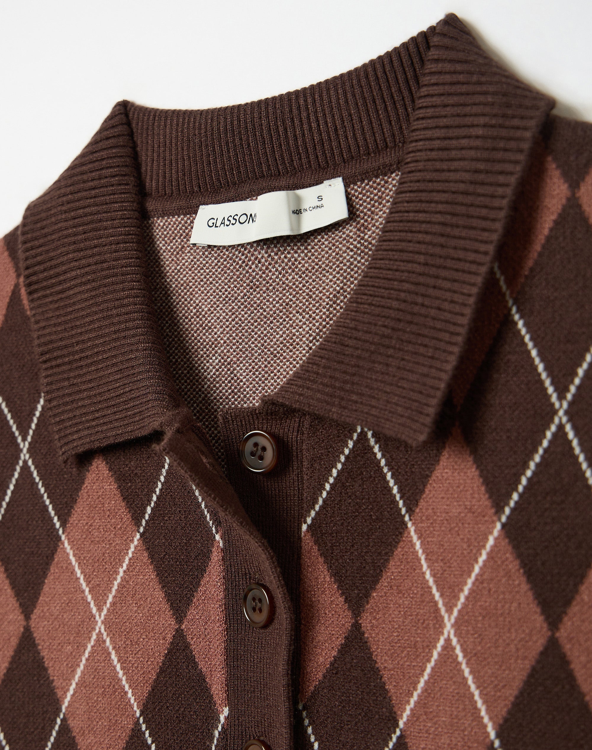 Knit Polo Tee in Fudge Coco Tod Argyle | Glassons US