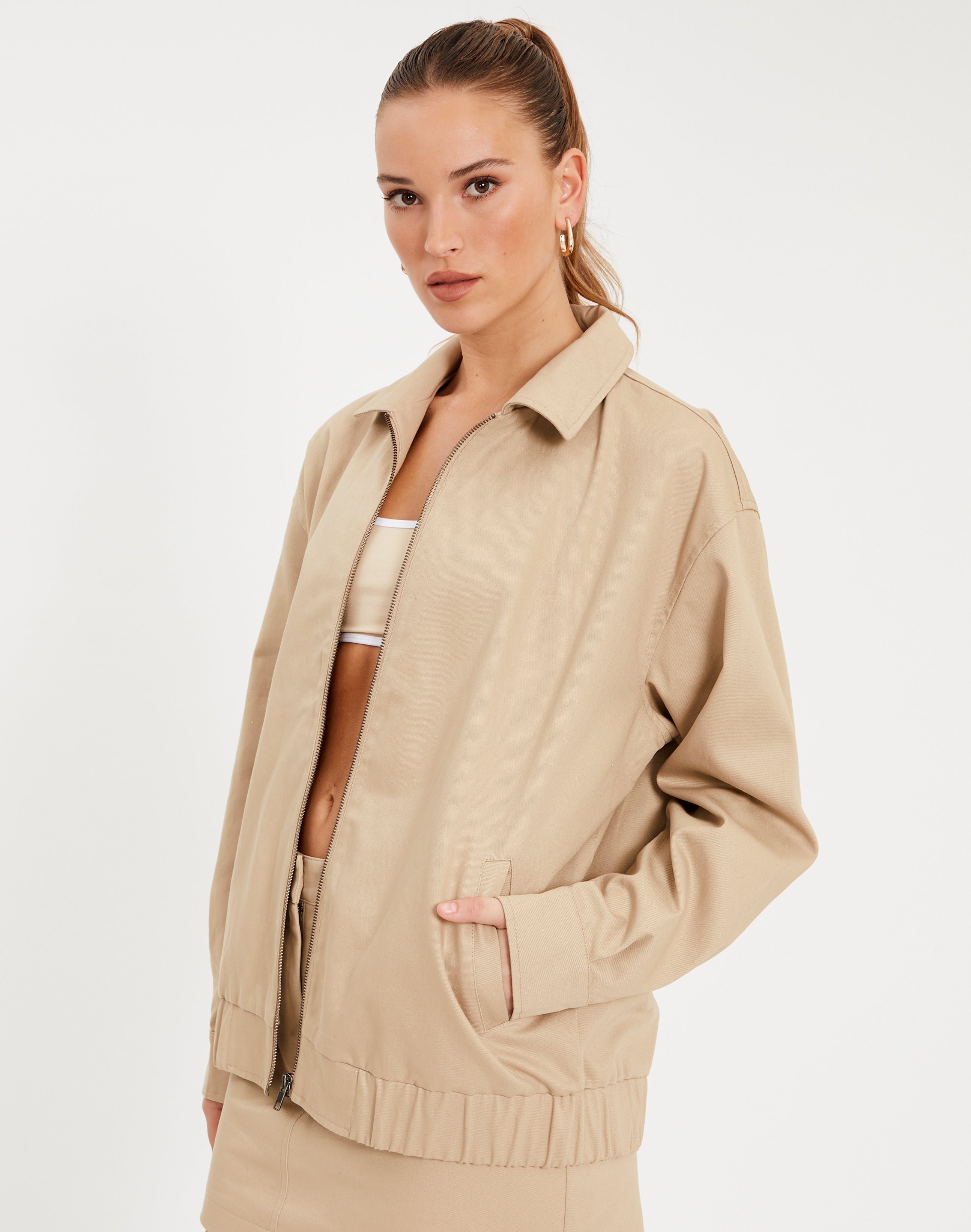 Cotton Drop Shoulder Oversized Jacket 