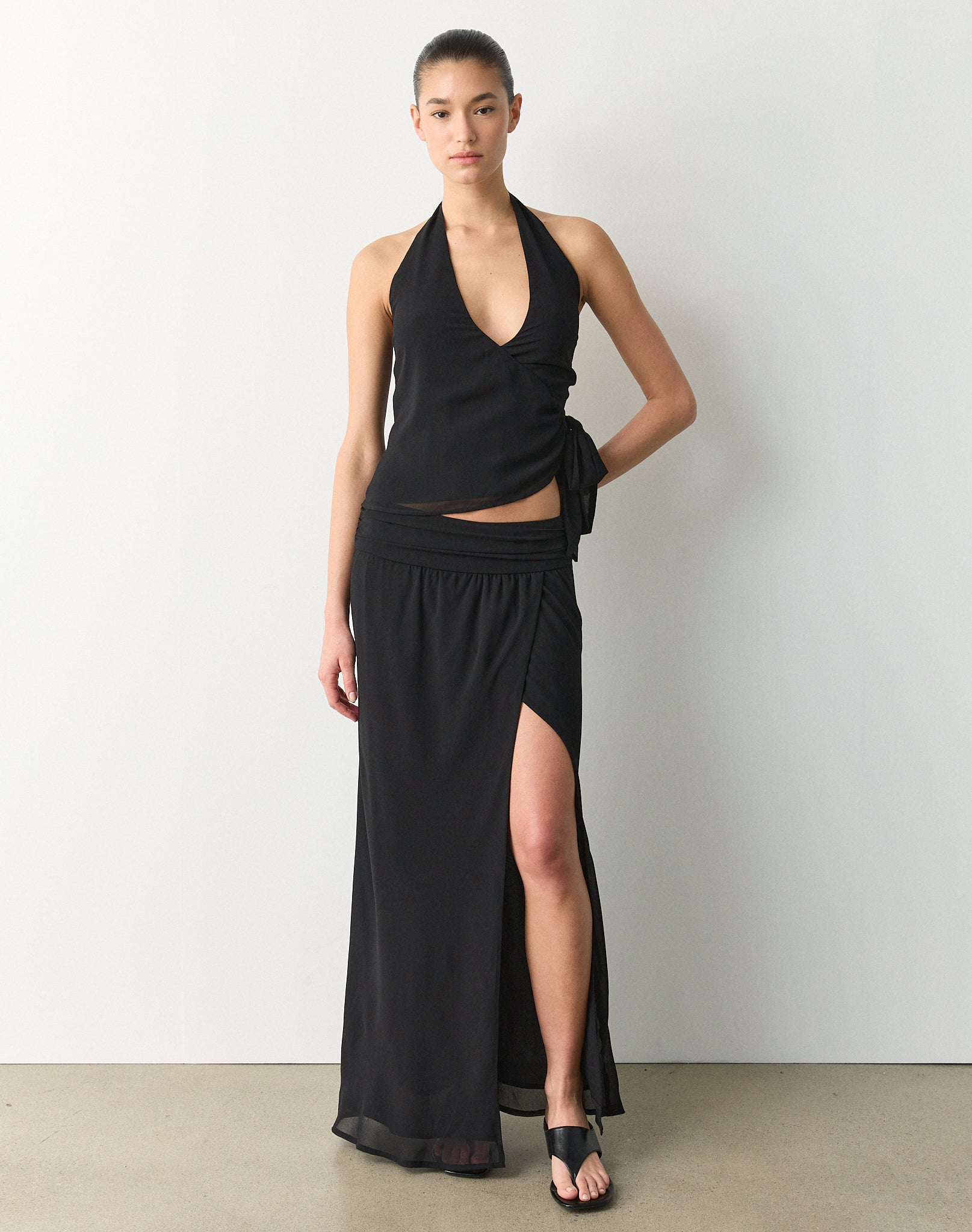 【 meltthelady】waist ribbon slit skirt S meltthelady waist ribbon slit skirt