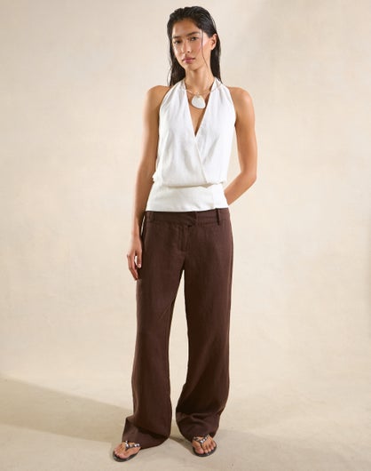 100% Linen Straight Leg Pant
