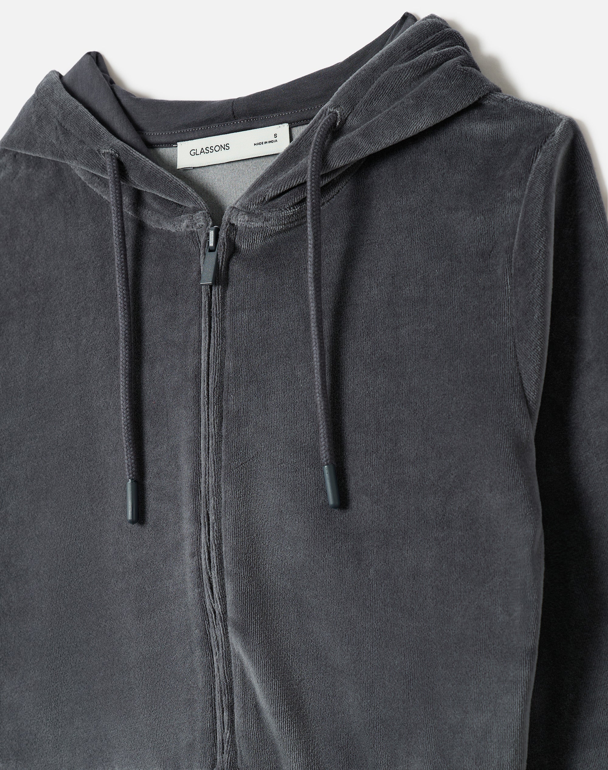 Velour Zip Up Hoodie in Obsidian Ash | Glassons US