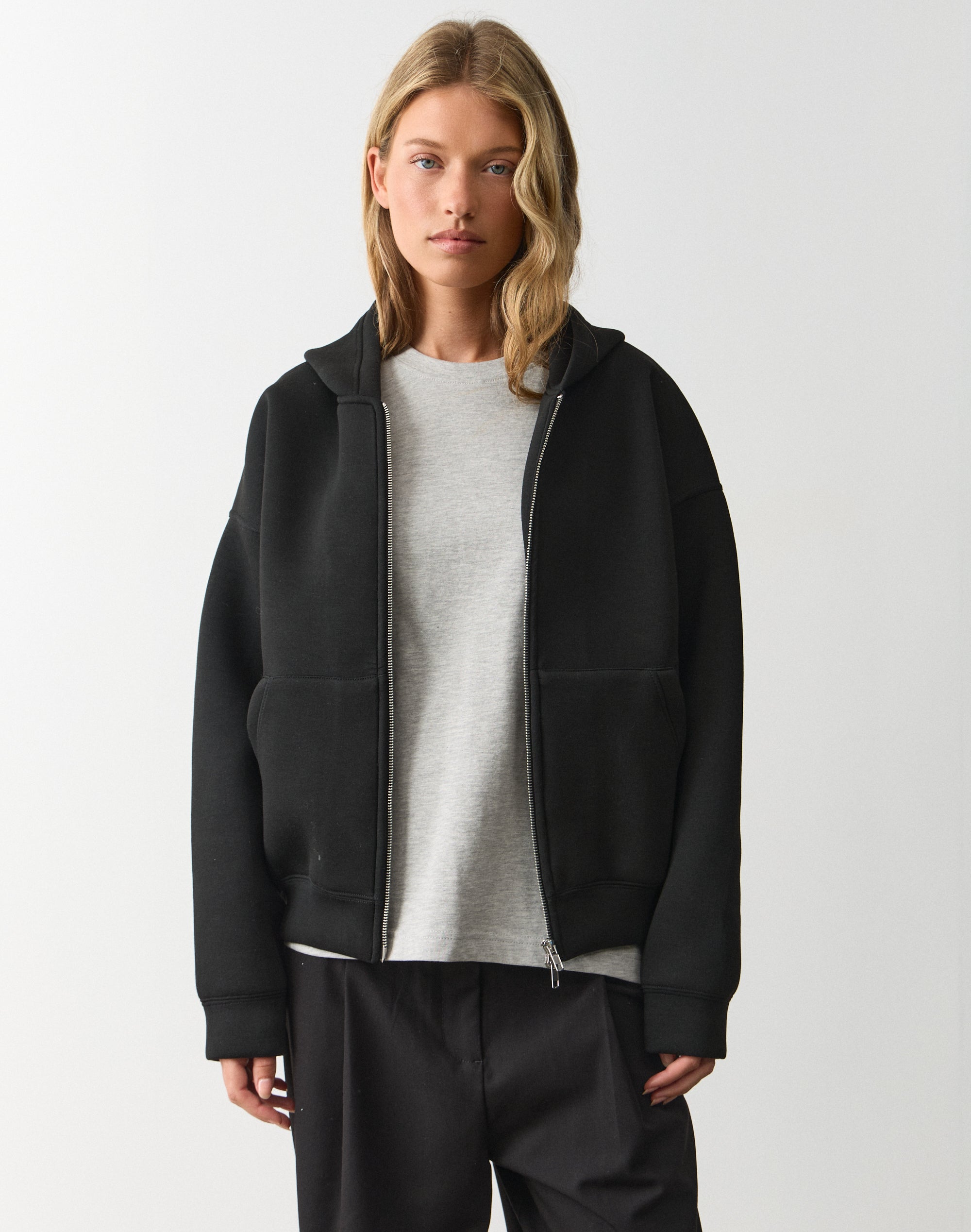 Two Way Zip Hoodie in Black | Glassons US