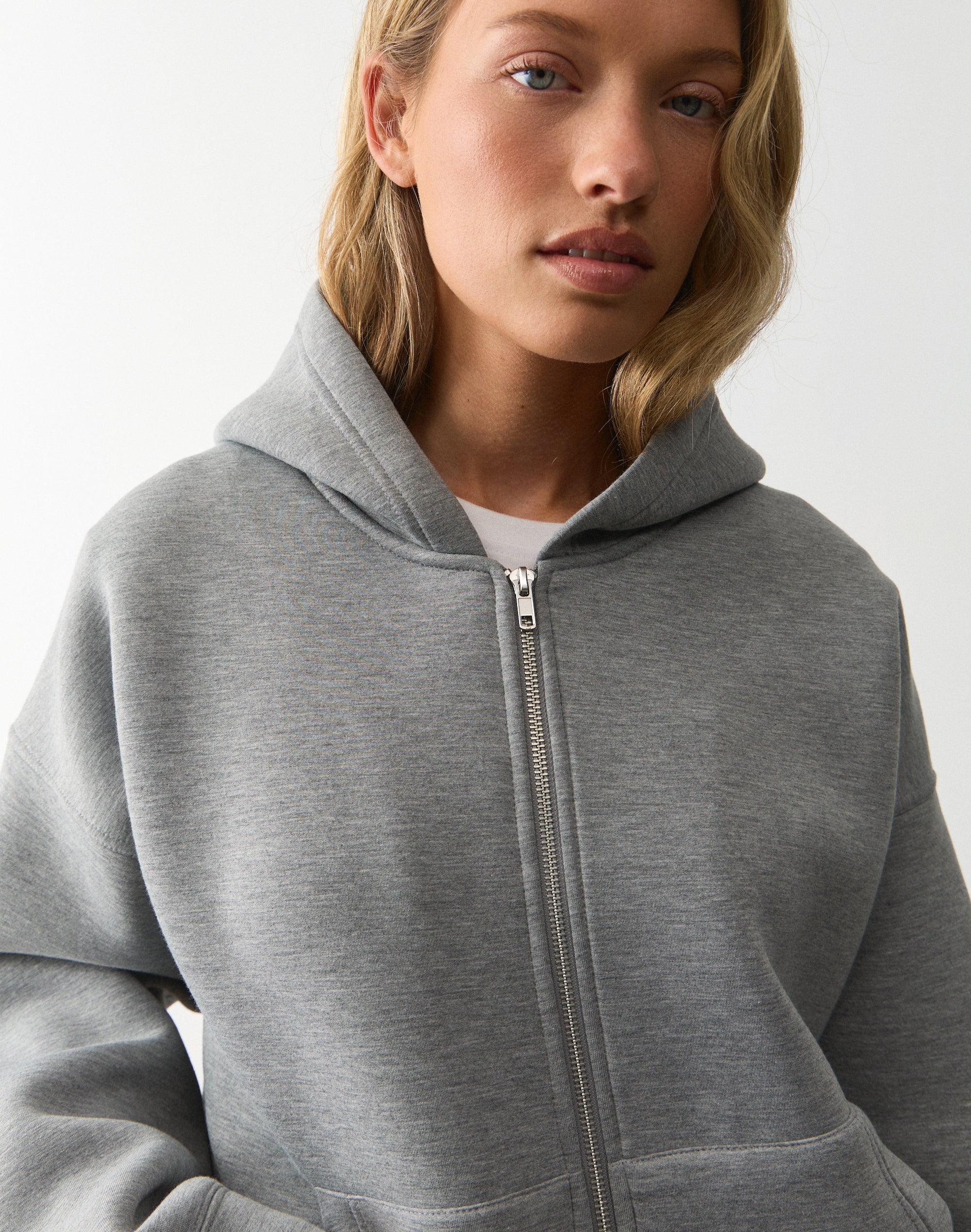 Two Way Zip Hoodie in Mid Grey Marle | Glassons US