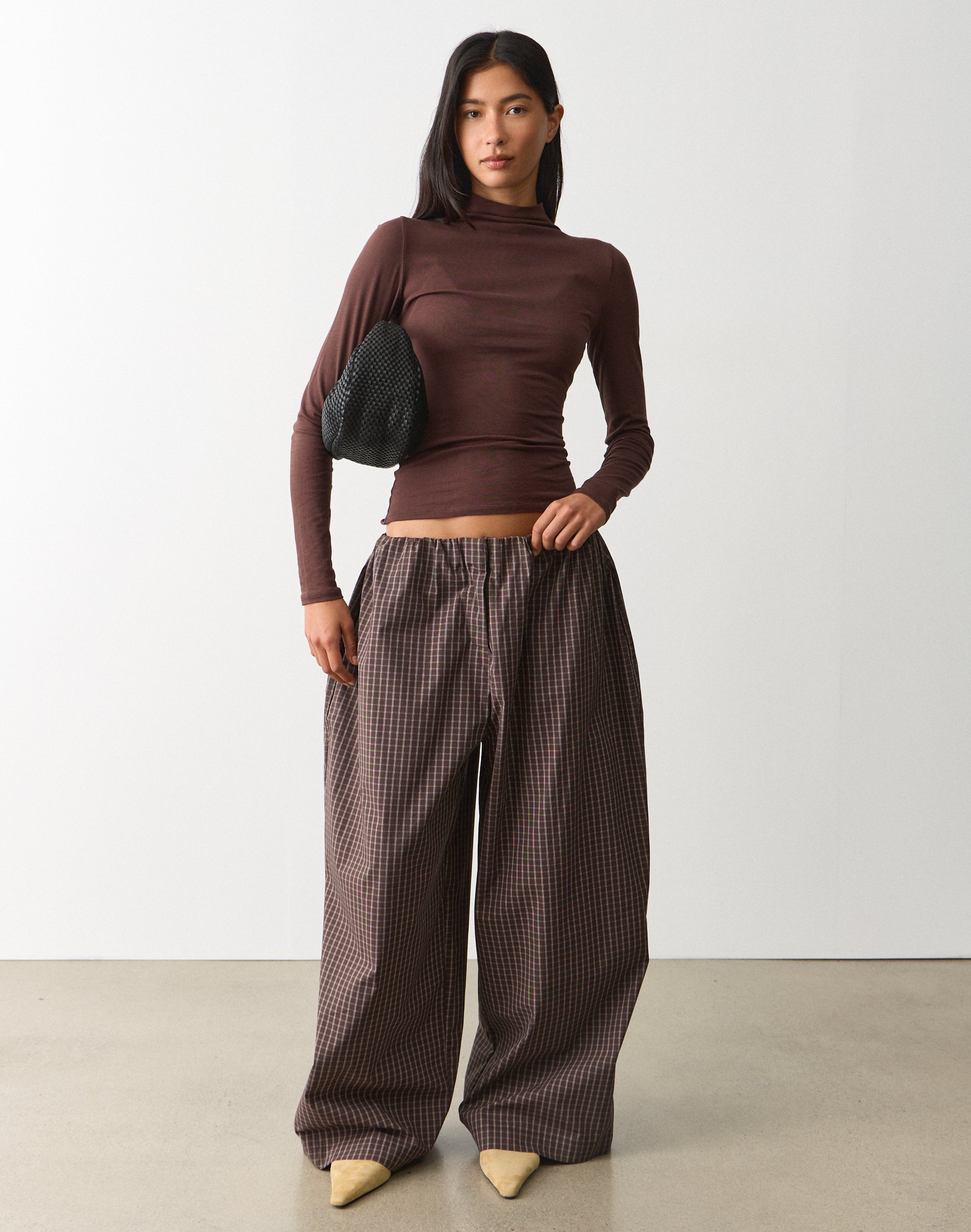 プレクミー precme cotton baggy pants Low Rise Super Baggy Pant in Fudge X Utility Gimmie Check