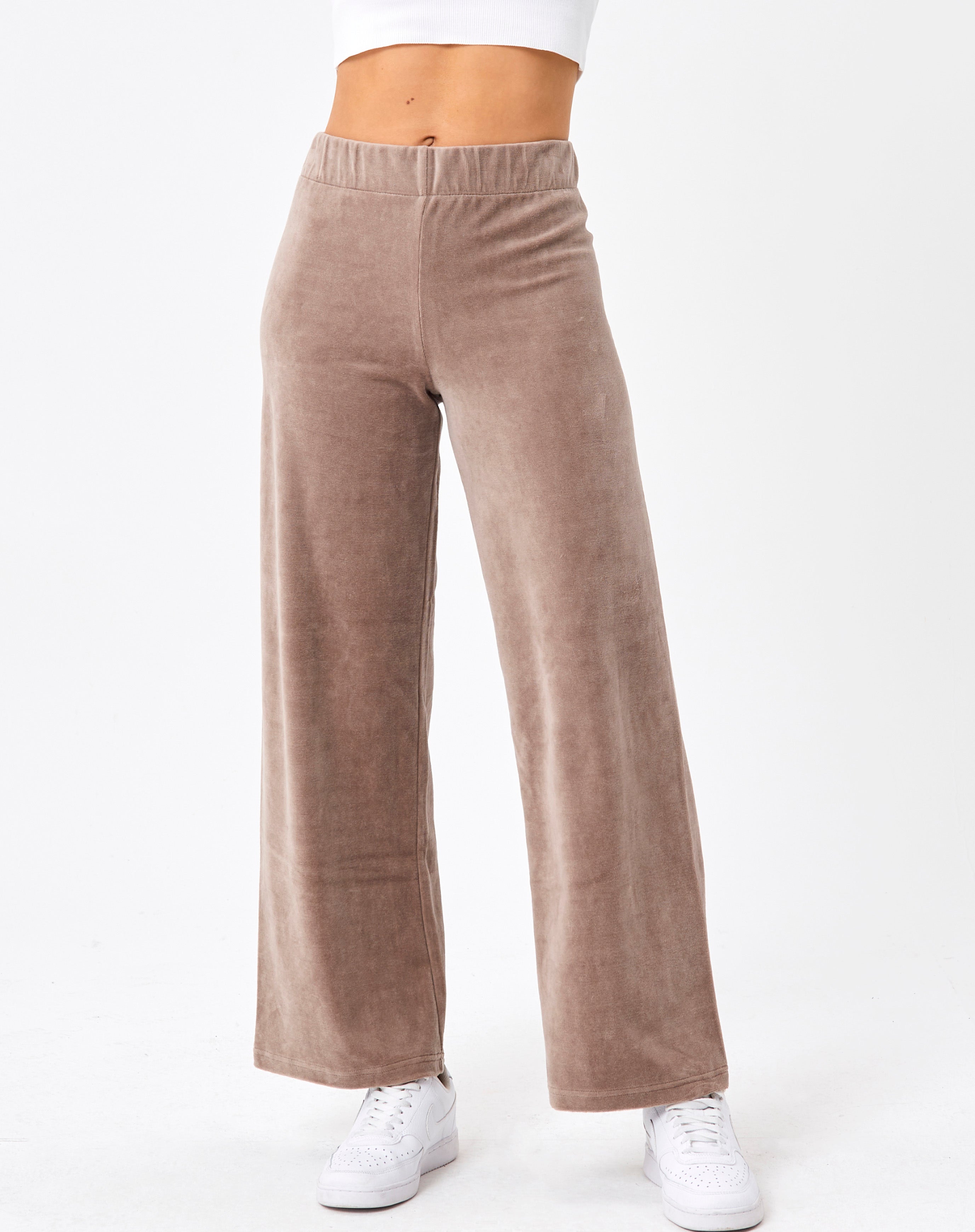 Velour Mid Rise Straight Leg Pant in 