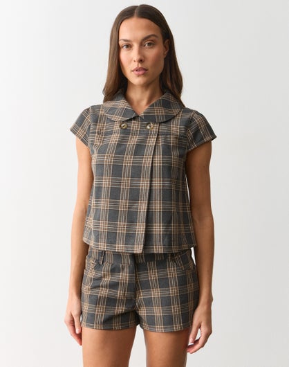 Gingham Short Sleeve Blouse