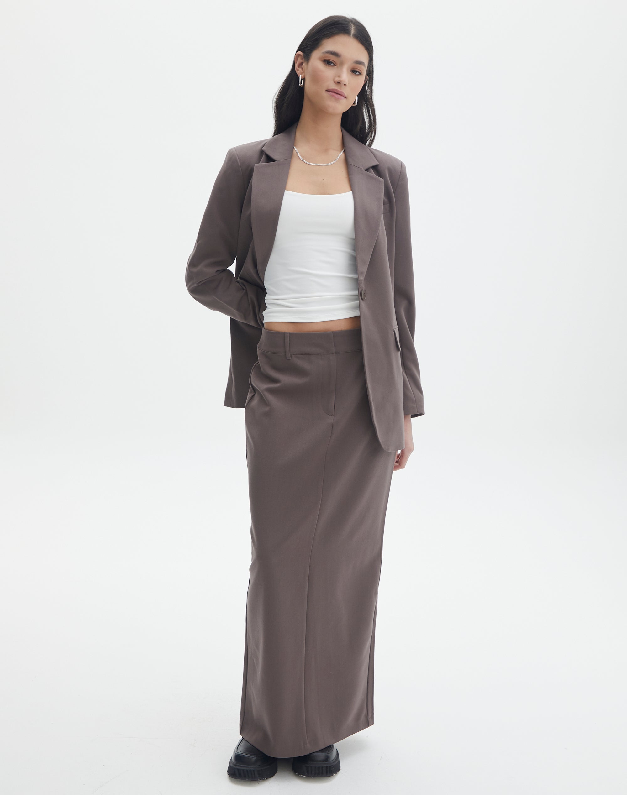 White Maxi Skirt & Denim Jacket | Estrella Fashion Report