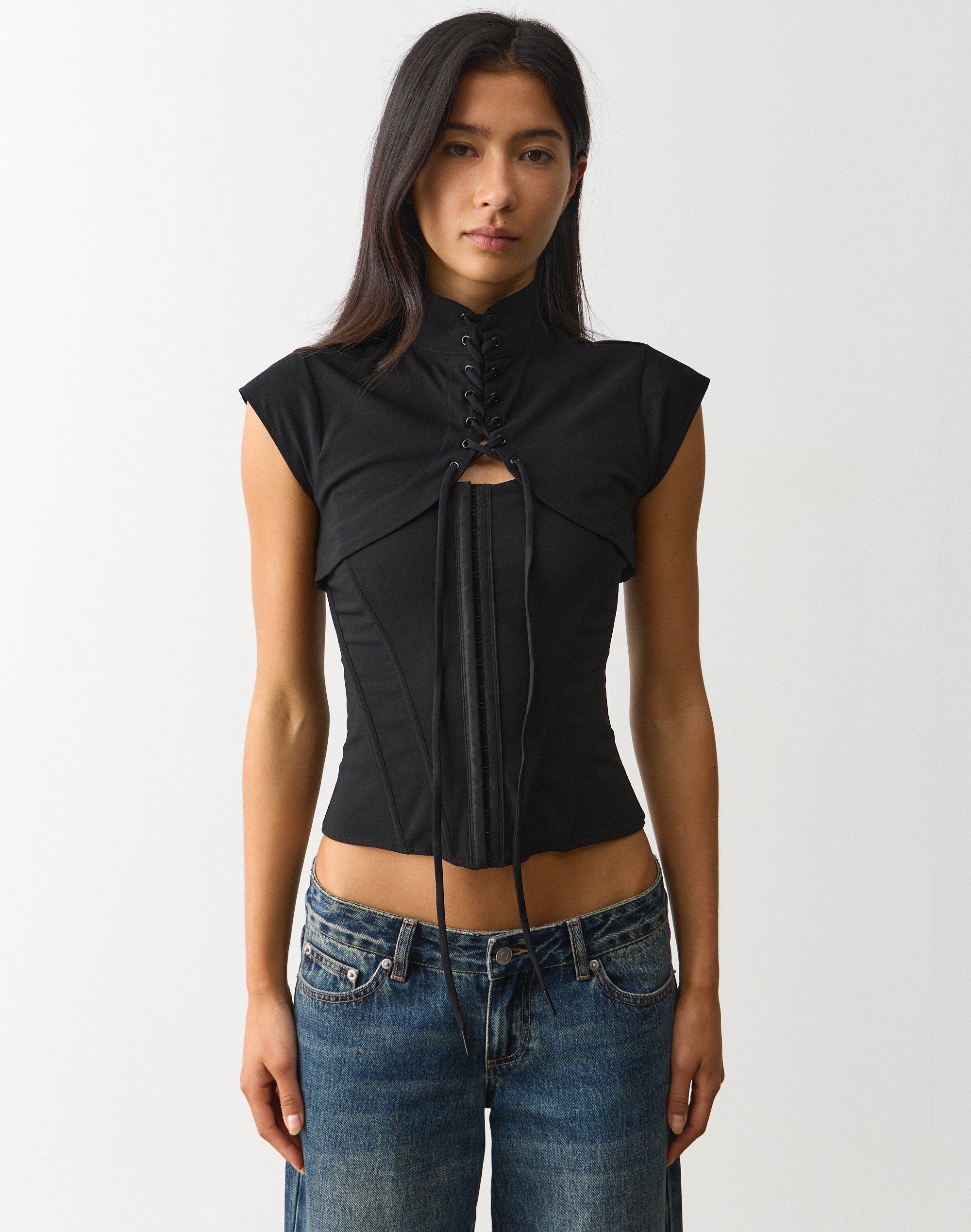 Lace Up Bolero in Black | Glassons US