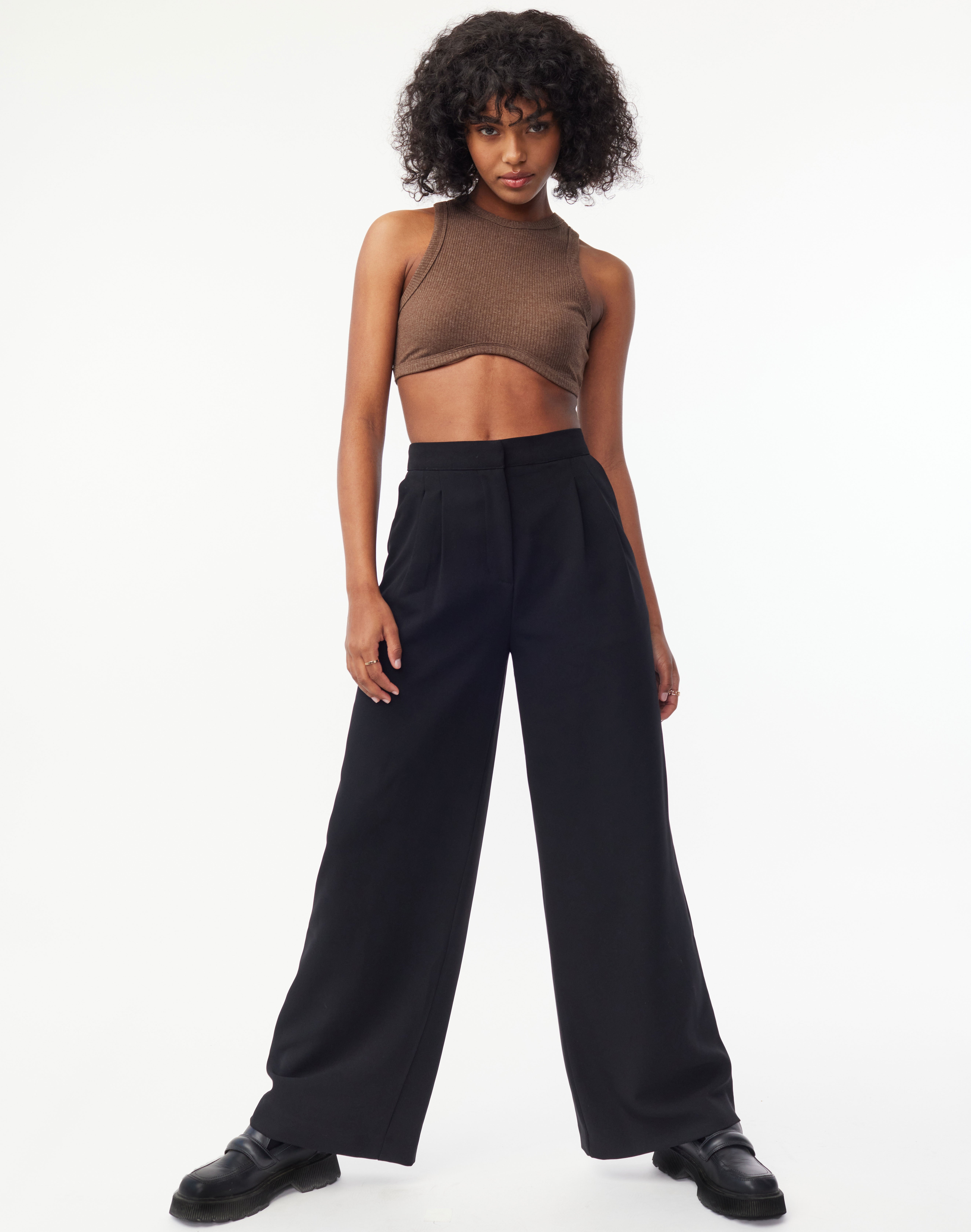 Tailored Wide Leg Pant in Black | Glassons