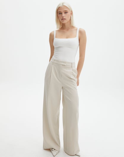 High Waist Relaxed Tailored Pant in Oh Natural | Glassons
