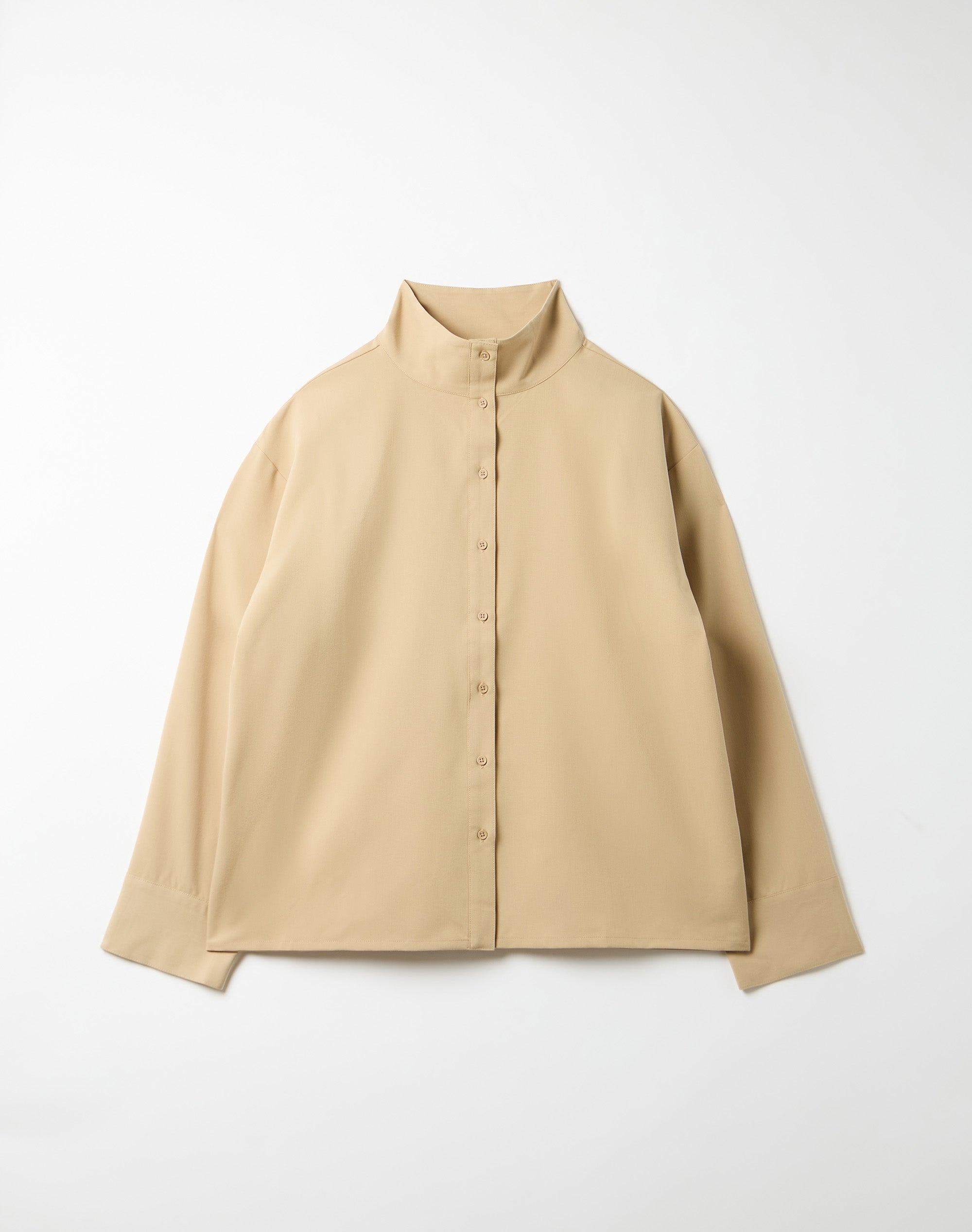 Funnel Neck Button Up Shirt in Baked Biscuit | Glassons US