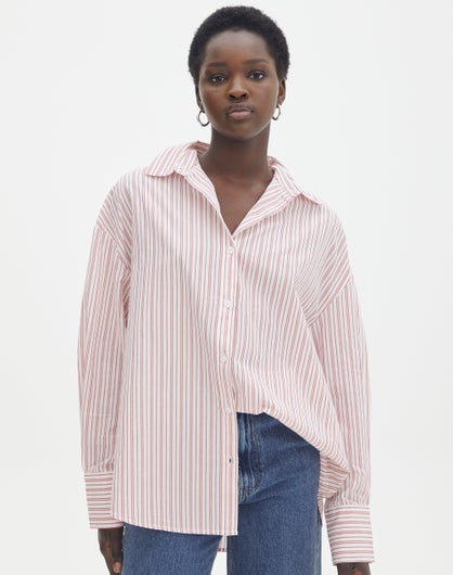 Oversized Stripe Button Up Shirt in Elsie Mild Stripe | Glassons