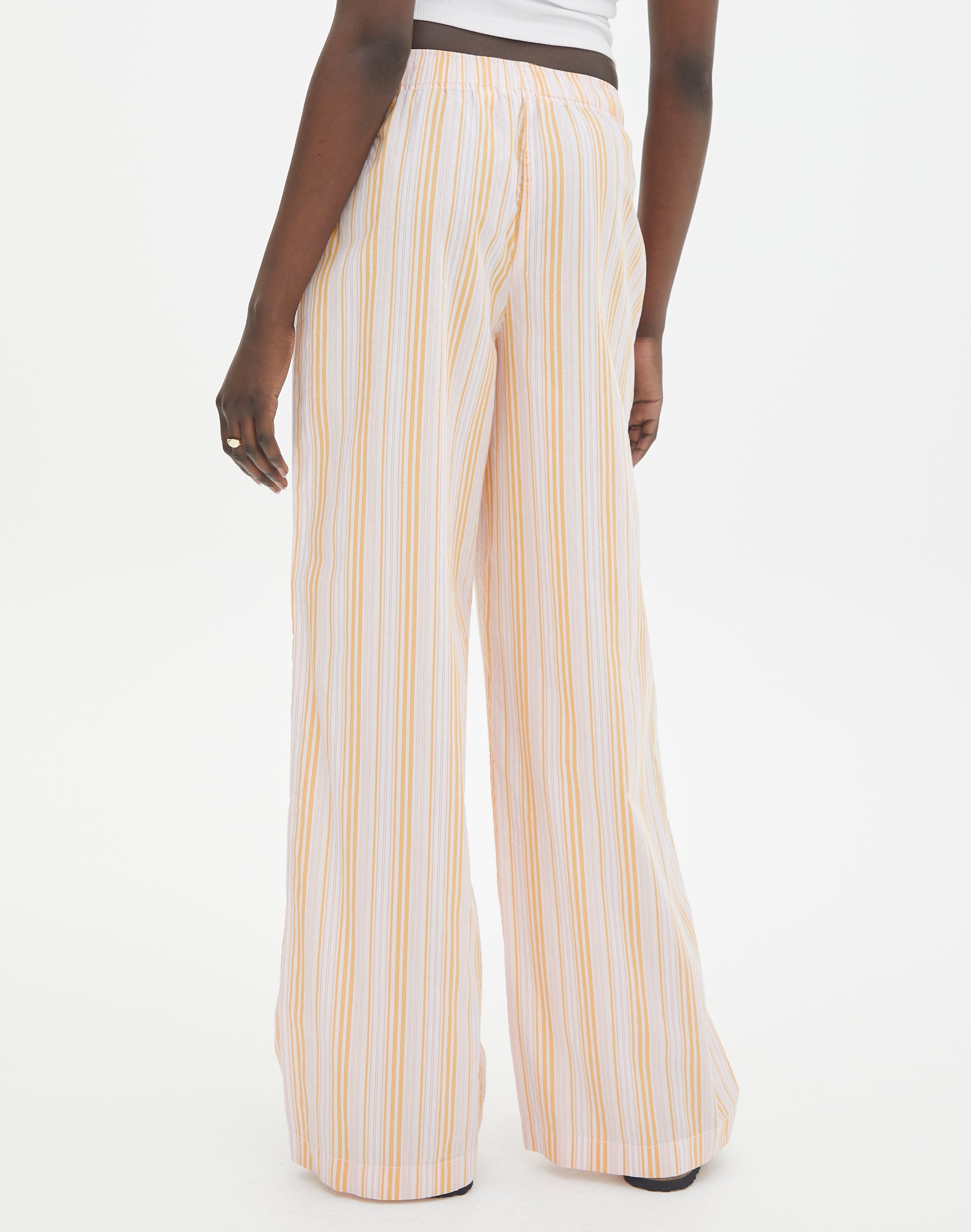 Stripe Relaxed Straight Leg Poplin Pant