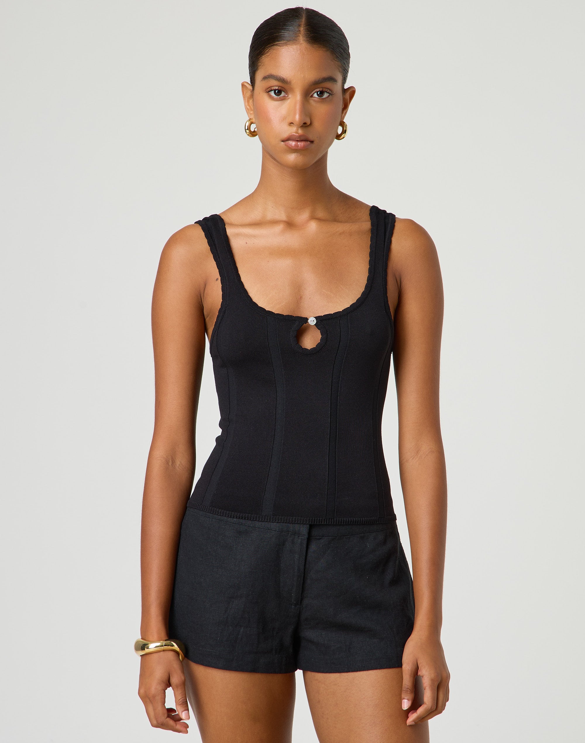 Keyhole Knit Top in Black | Glassons
