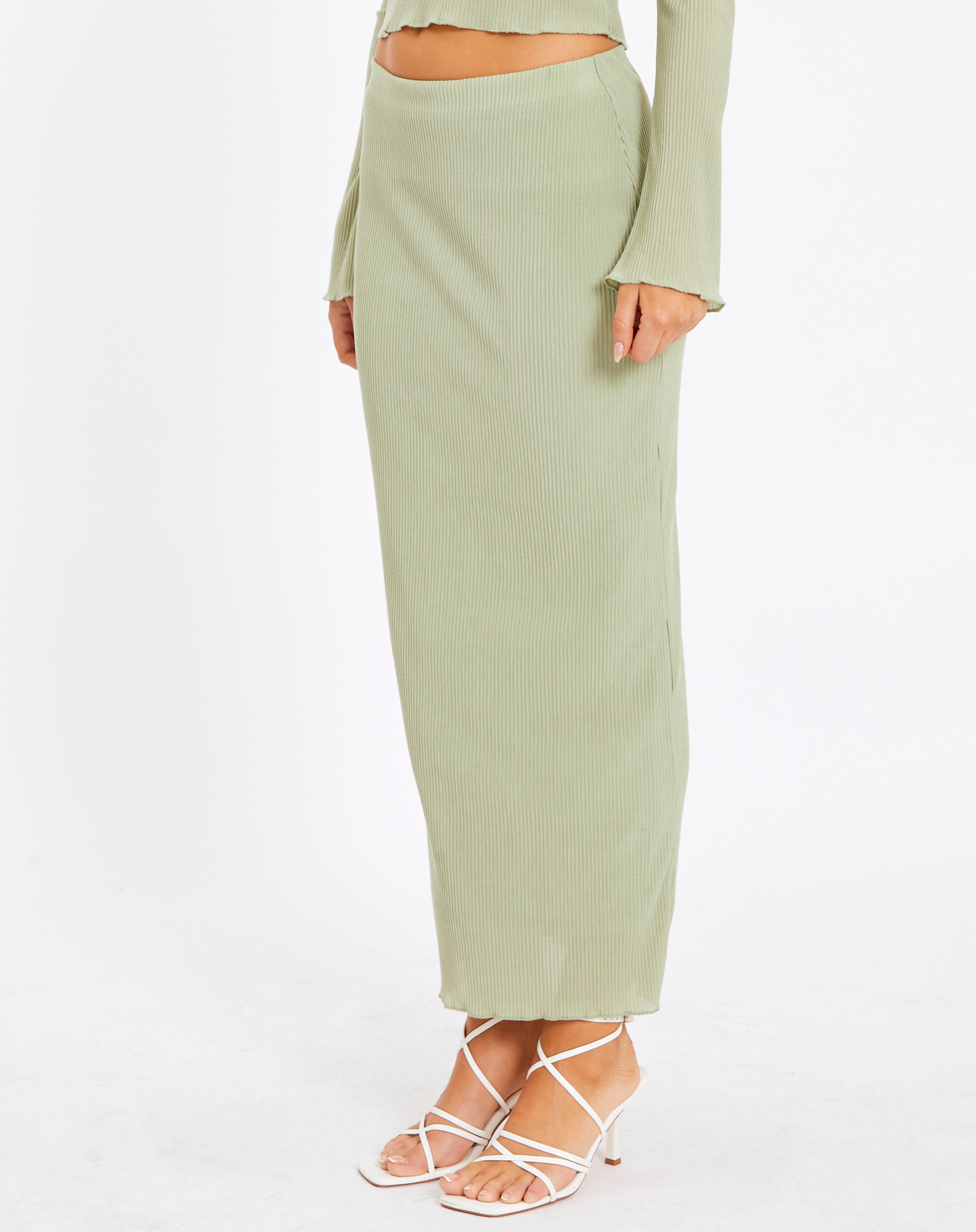 Plisse Maxi Skirt in Green | Glassons