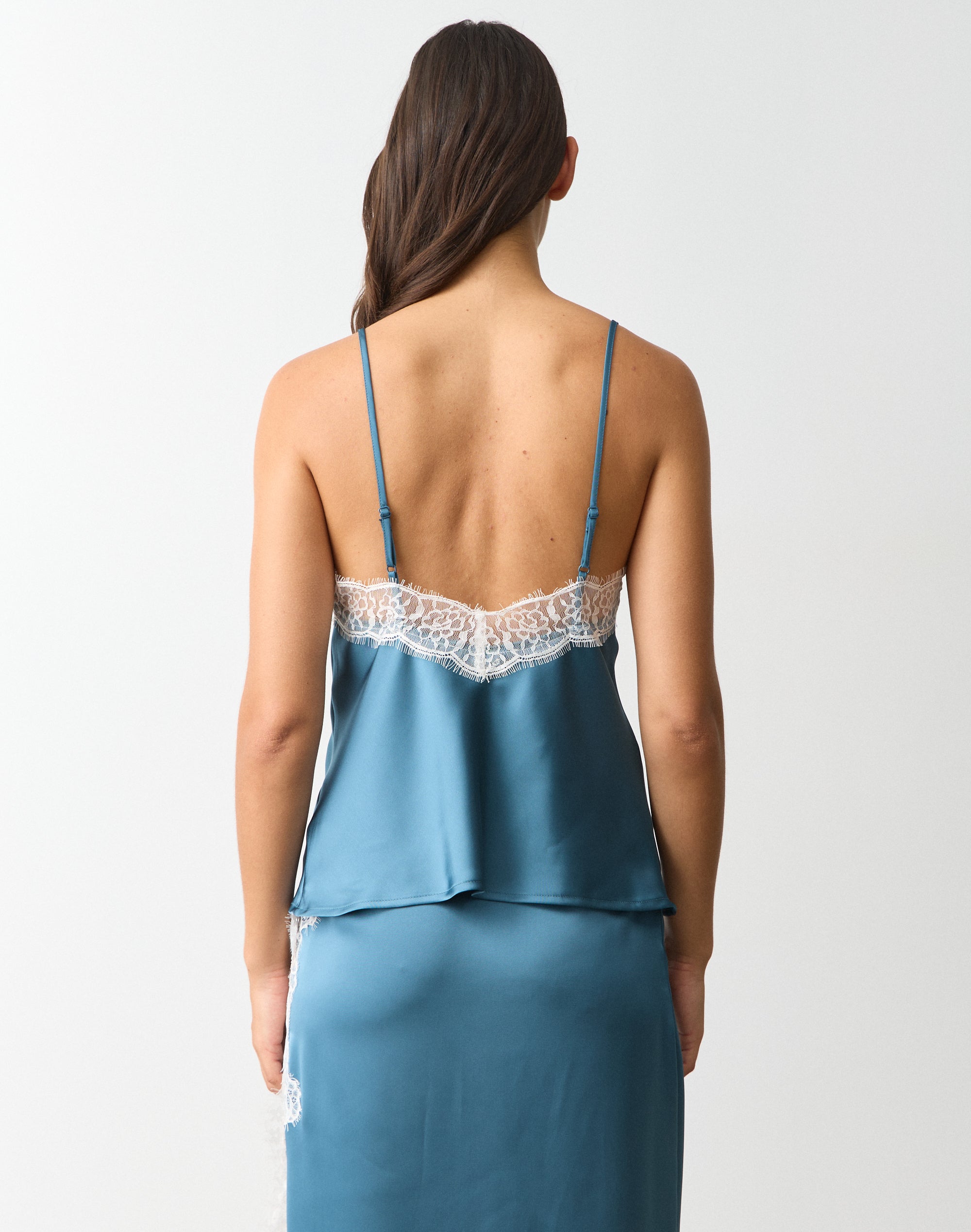 Lace Trim Satin Cami in Tide And Seek X Milk | Glassons US