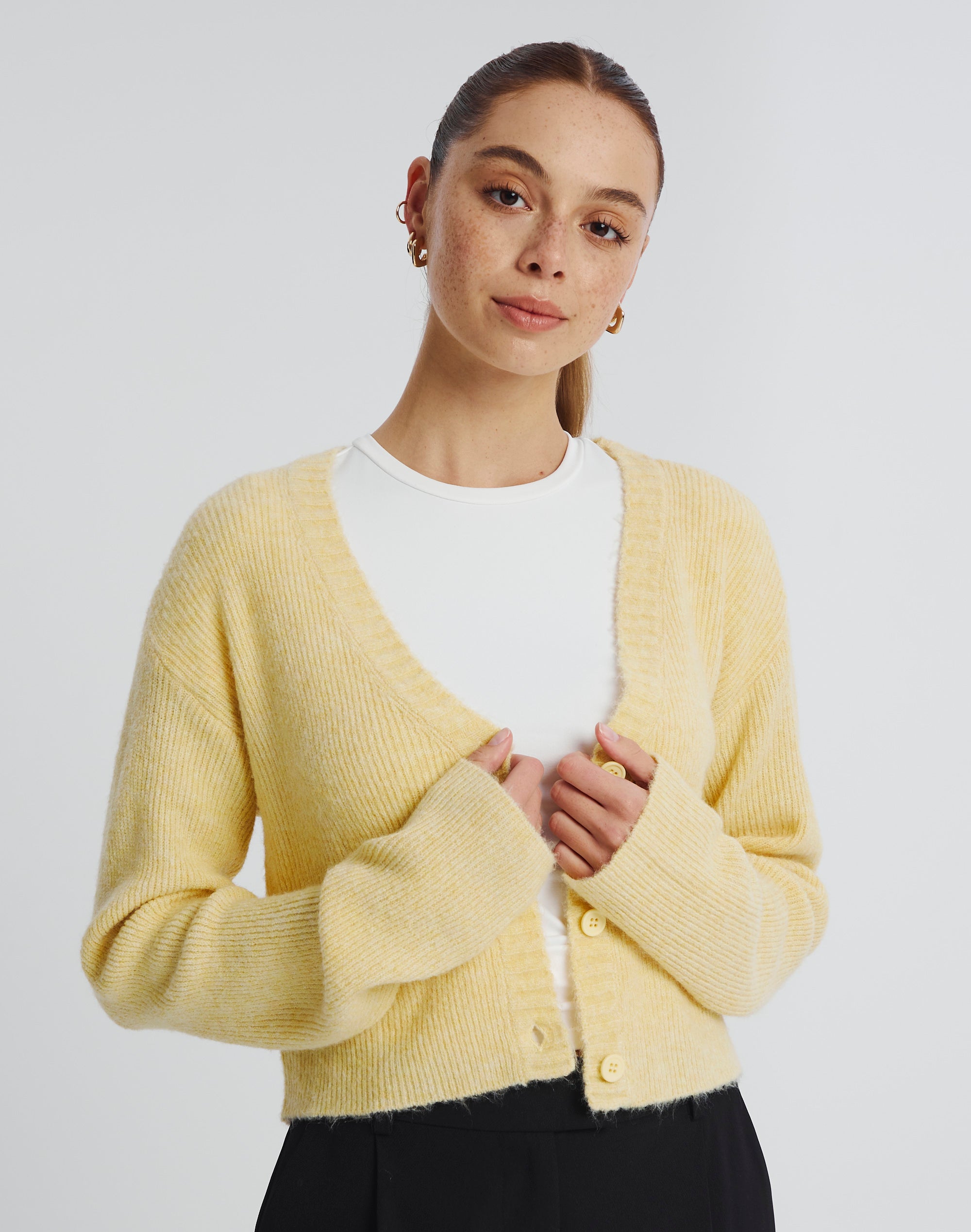 Long Sleeve Cardigan in Yellow | Glassons