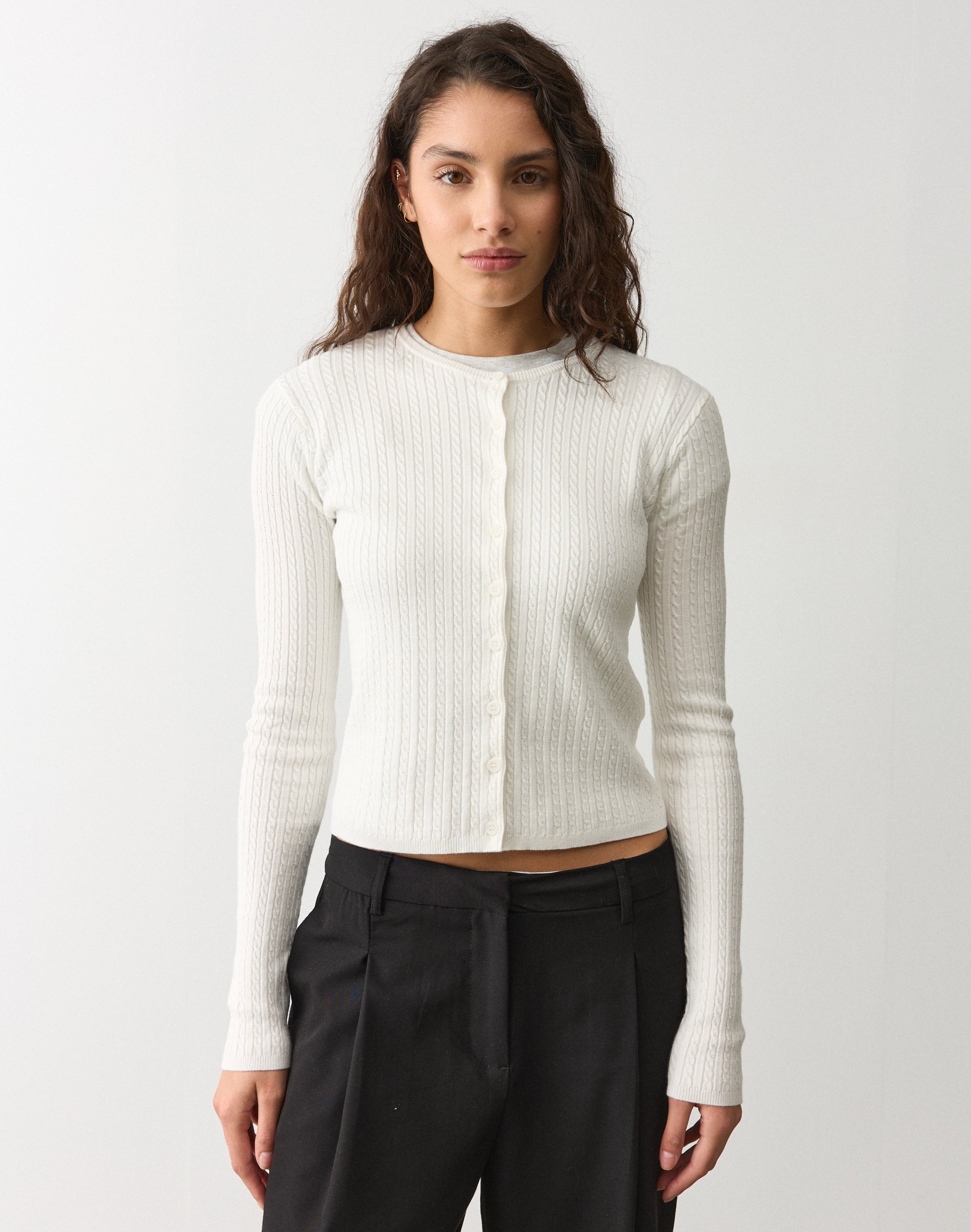 Scoop Neck Knit Cardigan in Milk | Glassons US