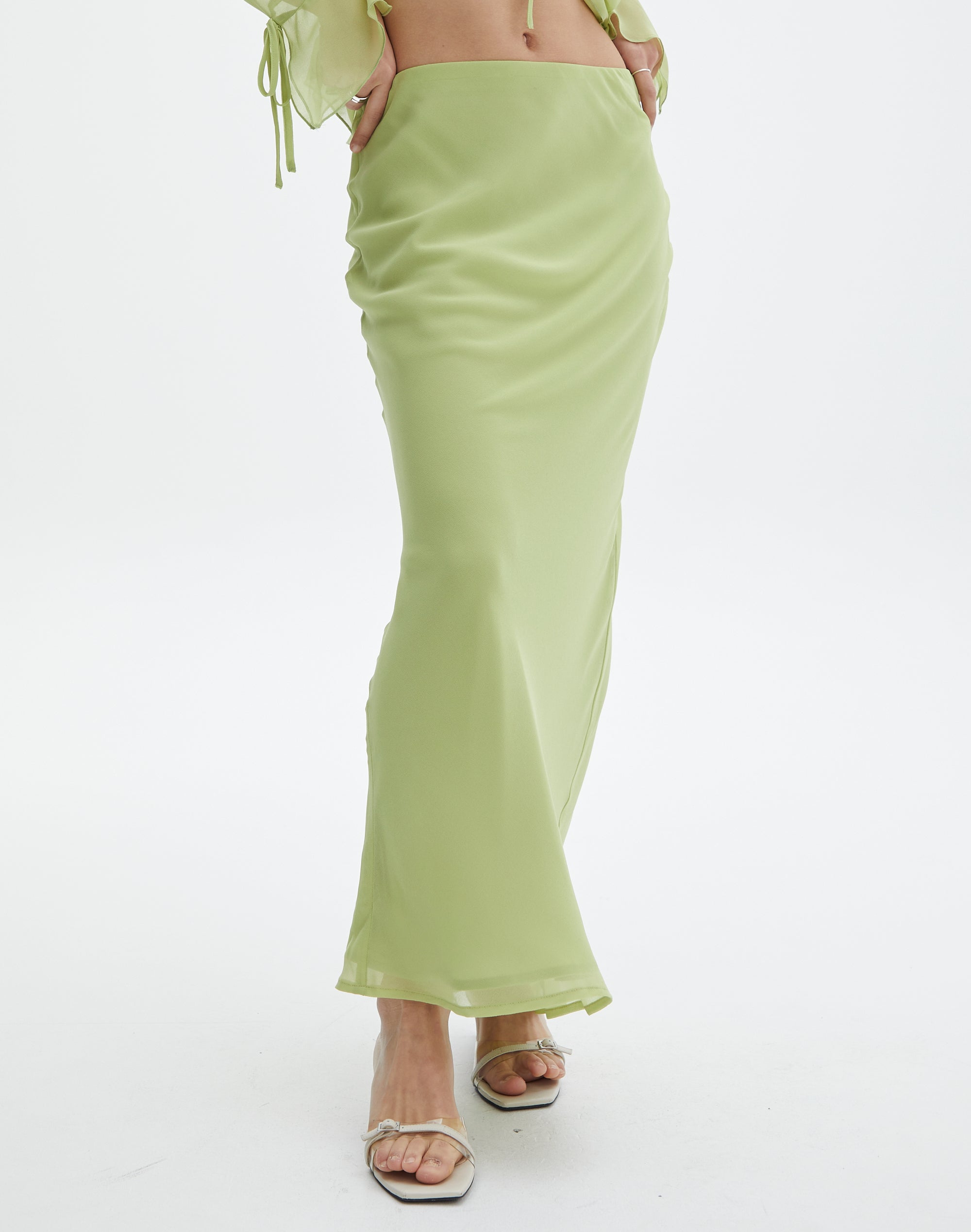 Sage Green Midi Skirt Longer Length Sage Midi Skirt Lasercut Sage Skirt  Lily Boutique
