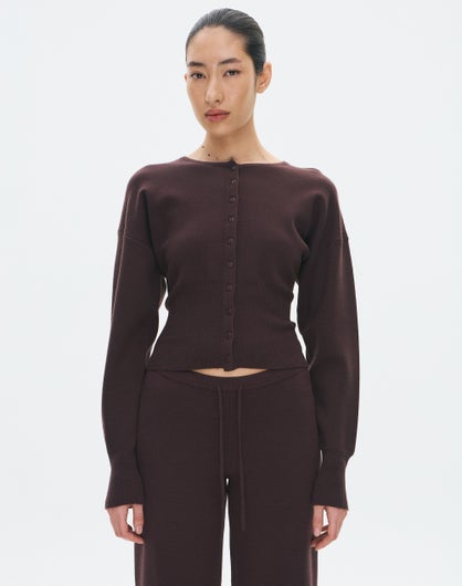 Rib Waist Knit Cardigan in Fudge Fantasy | Glassons AU