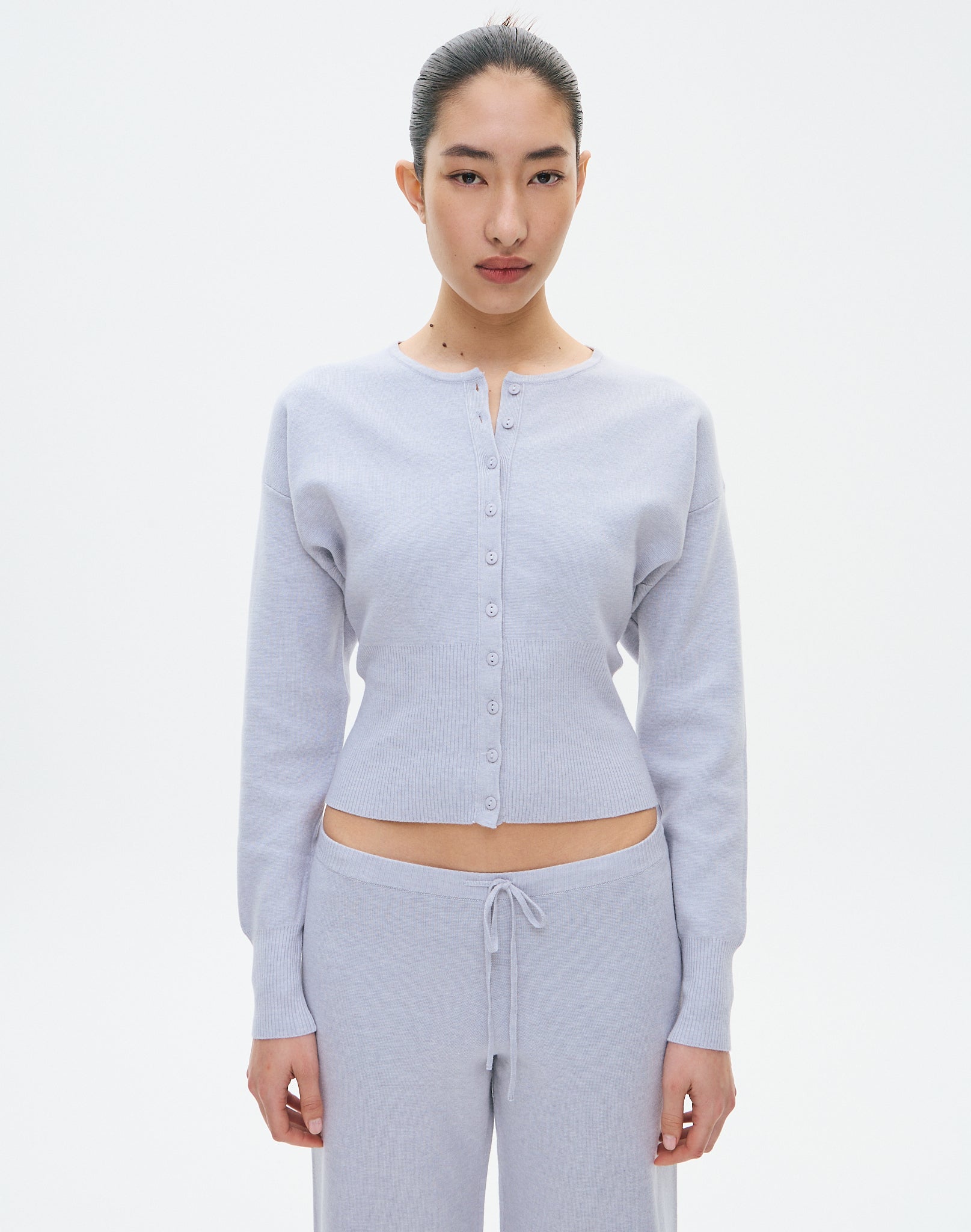 little suzie TIGHT HEM RIB CARDIGAN グレー little suzie TIGHT HEM RIB CARDIGAN グレー