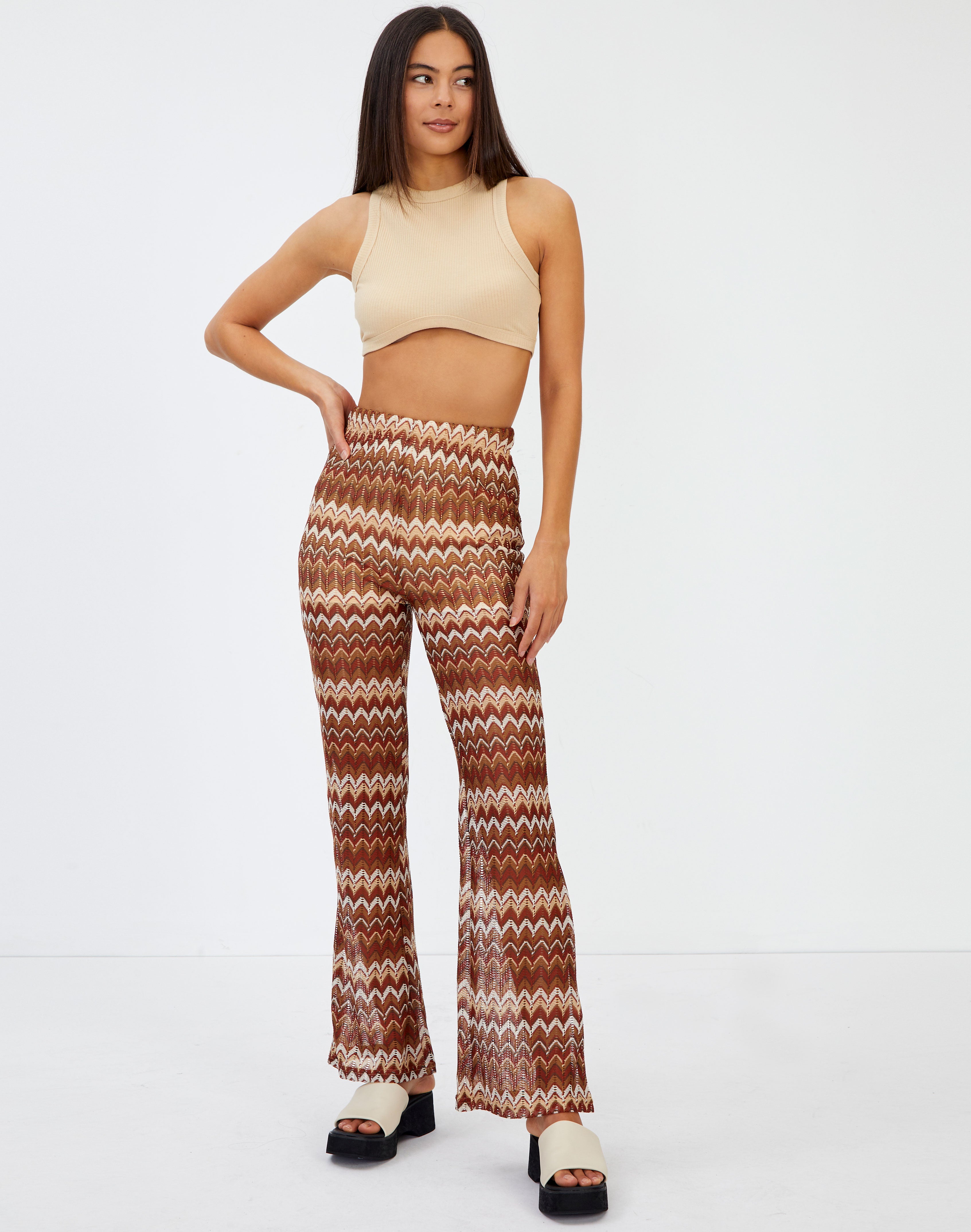 Textured Flare Pant in Multi | Glassons